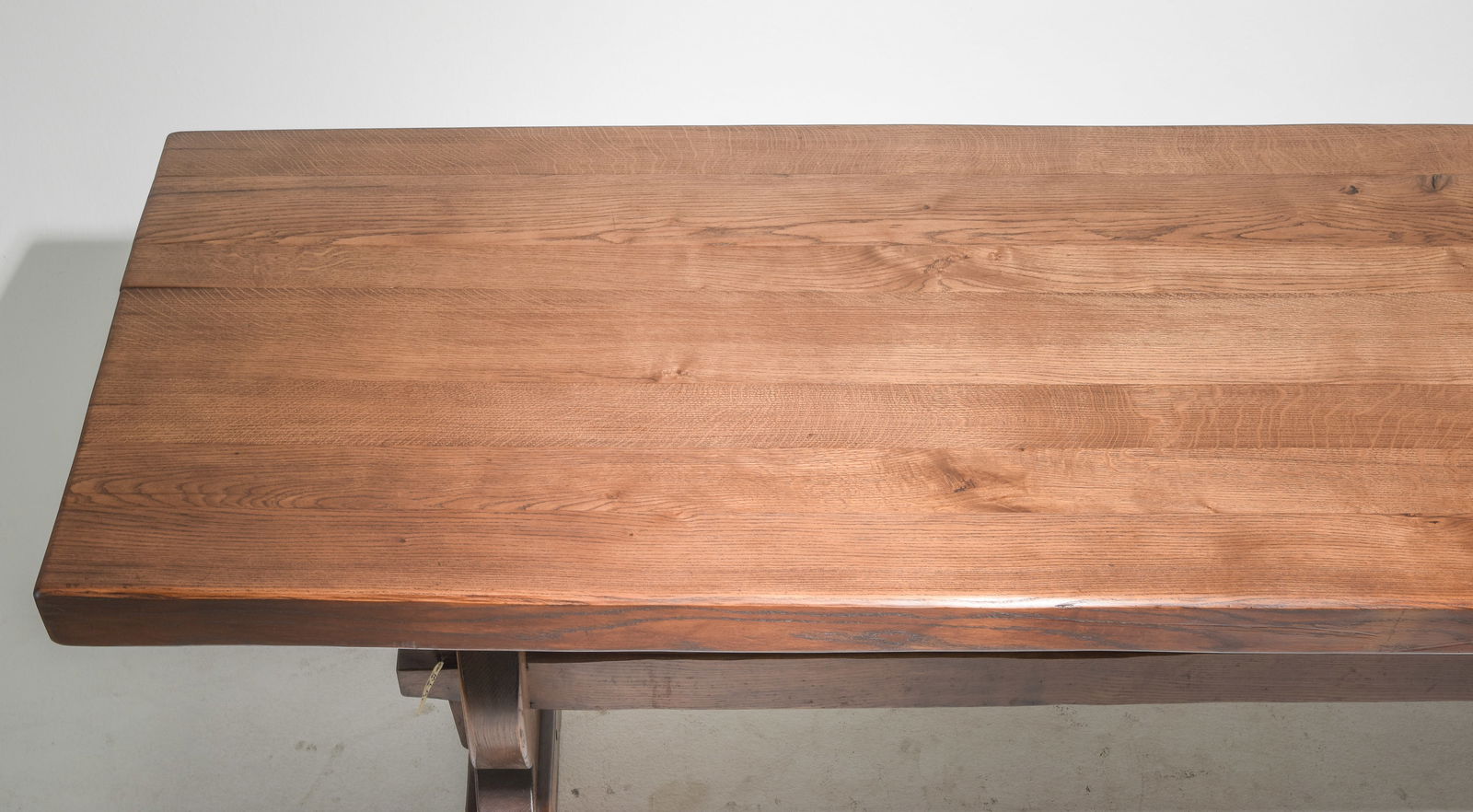 French Heavy Solid Oak Trestle Base Monastery Table - 2