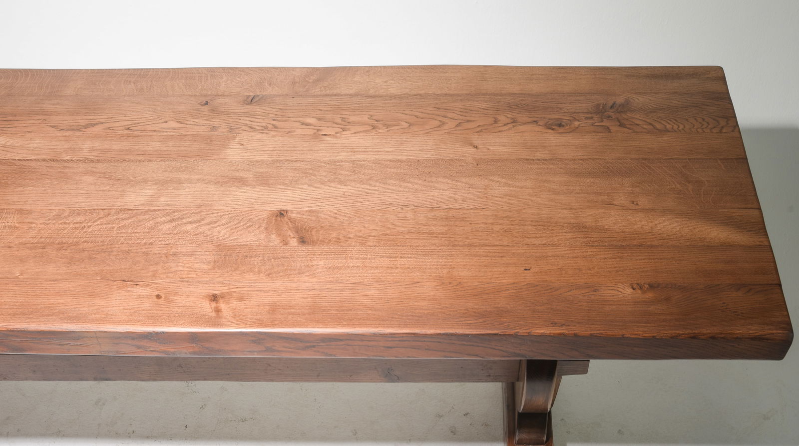 French Heavy Solid Oak Trestle Base Monastery Table - 3