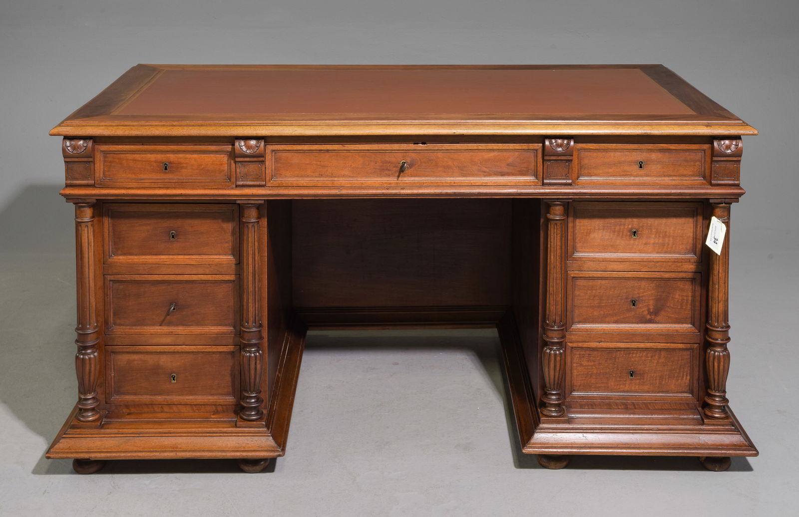 Louis XVI Style Leather Top Walnut Desk (1 of 6)