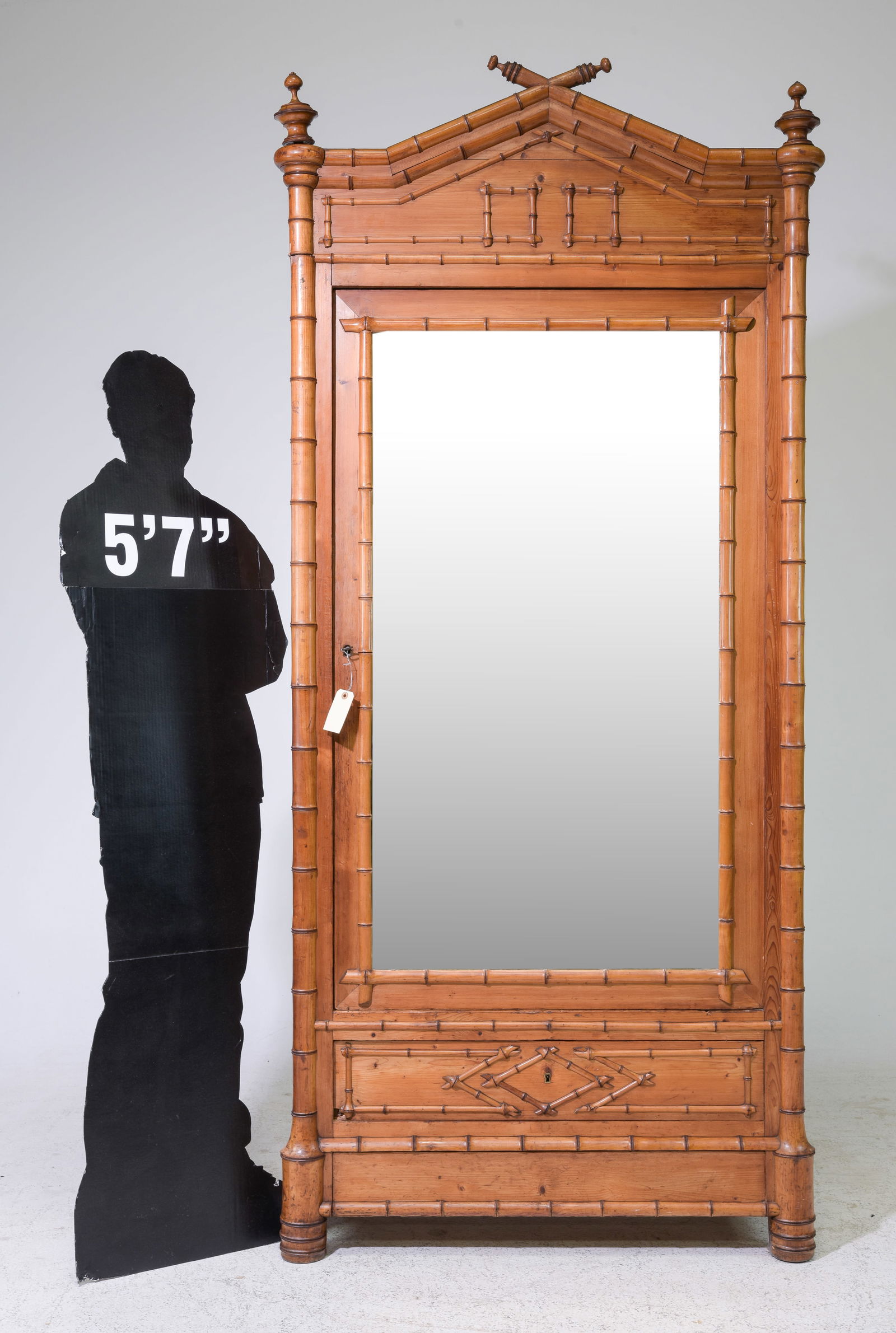 French Faux Bamboo Beveled / Etched Mirror Door Robe (1 of 9)