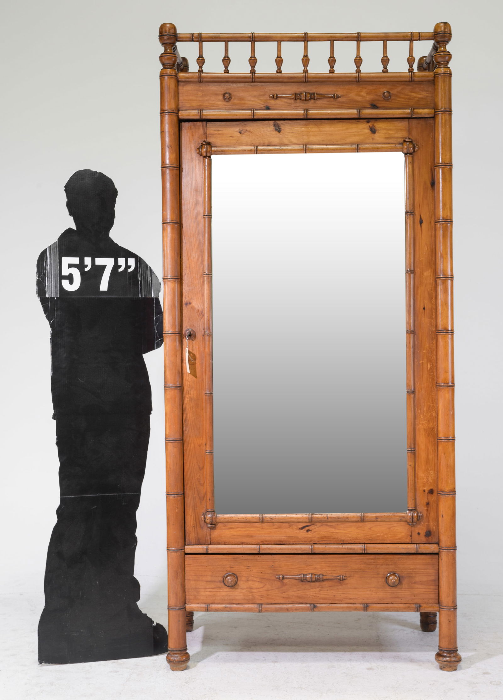 French Faux Bamboo Mirror Door Robe (1 of 8)