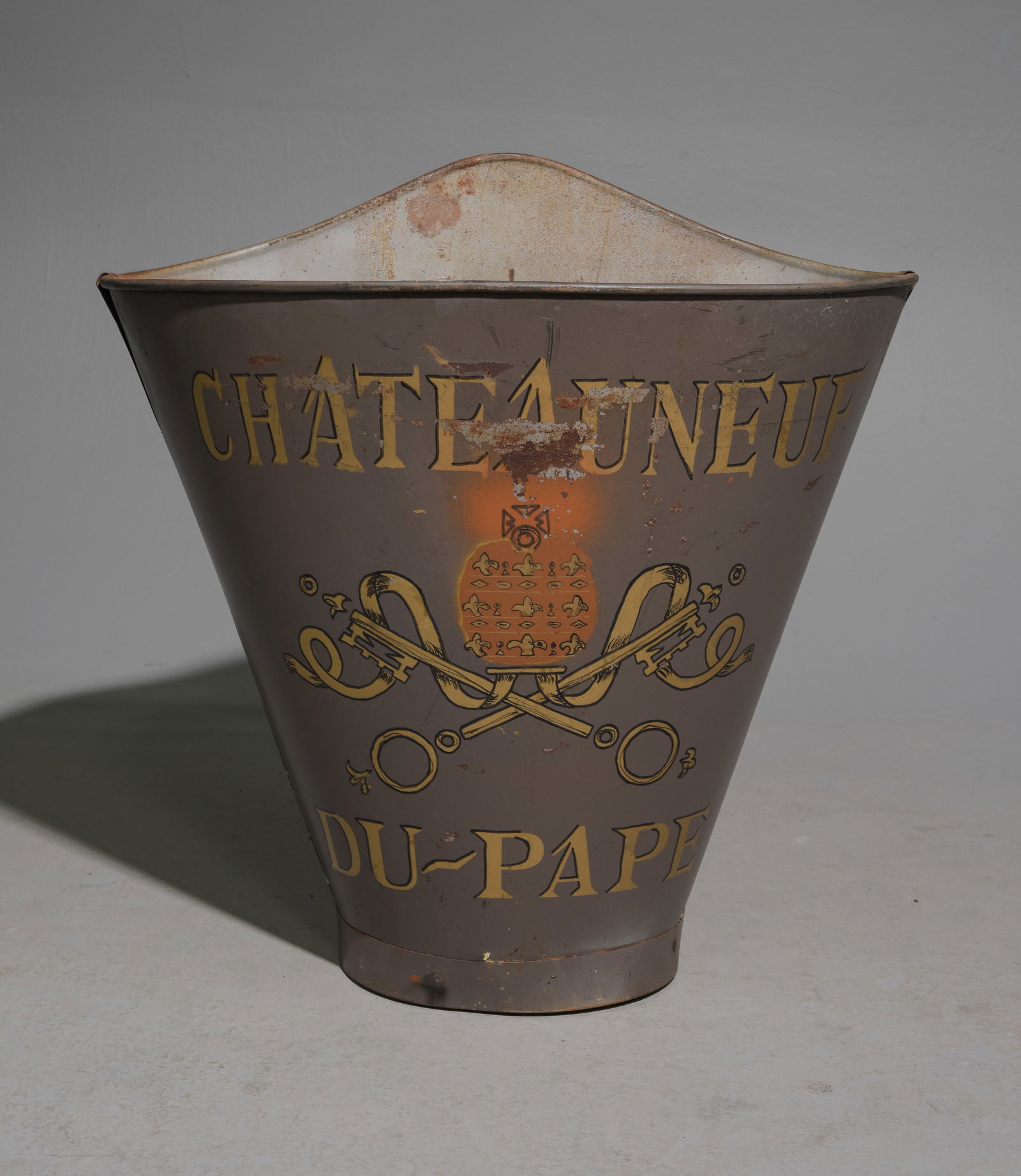 "Chateau Neuf Du Pape" Grape Hod: "Chateau Neuf Du Pape" Painted Grape Hod - 24 in tall x 24 x 15