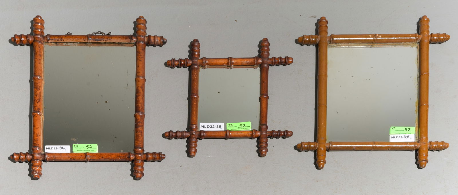 3 French Faux Bamboo Framed Mirrors (1 of 5)