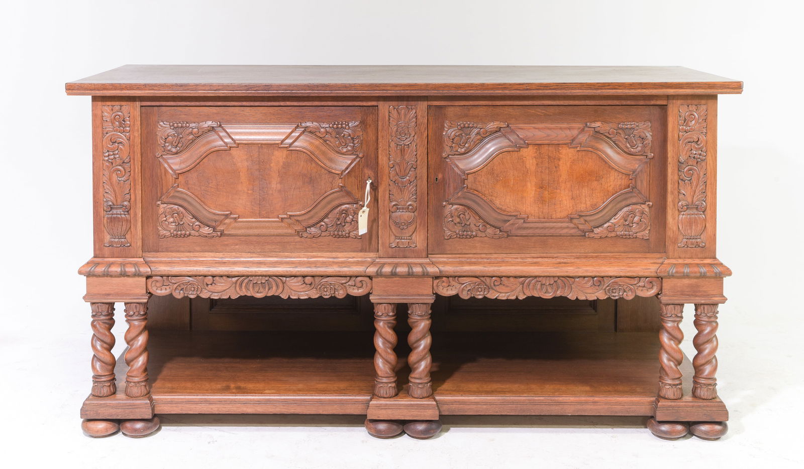 Danish Carved Oak Barley Twist Sideboard (1 of 7)