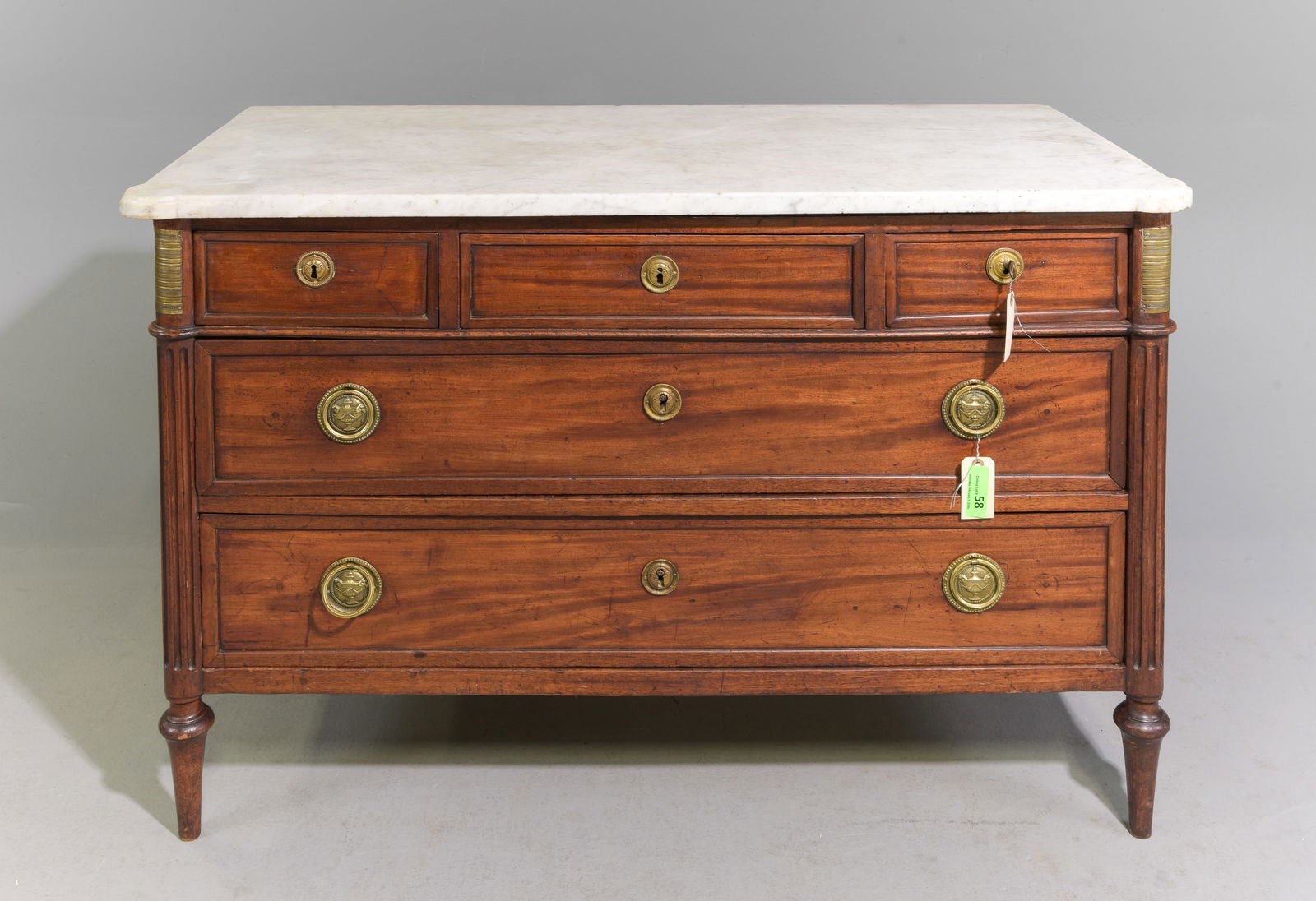 Louis XVI Style White Marble Top Chest (1 of 6)