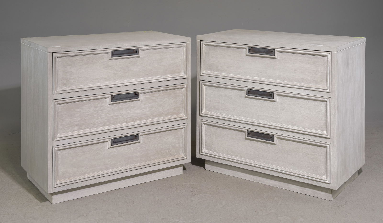 Modernist Pair of Grey Finished Three Drawer Chests (1 of 4)