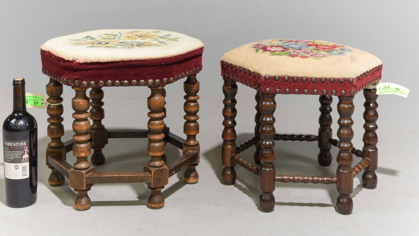 2 Danish Oak Needlepoint Stools (1 of 3)