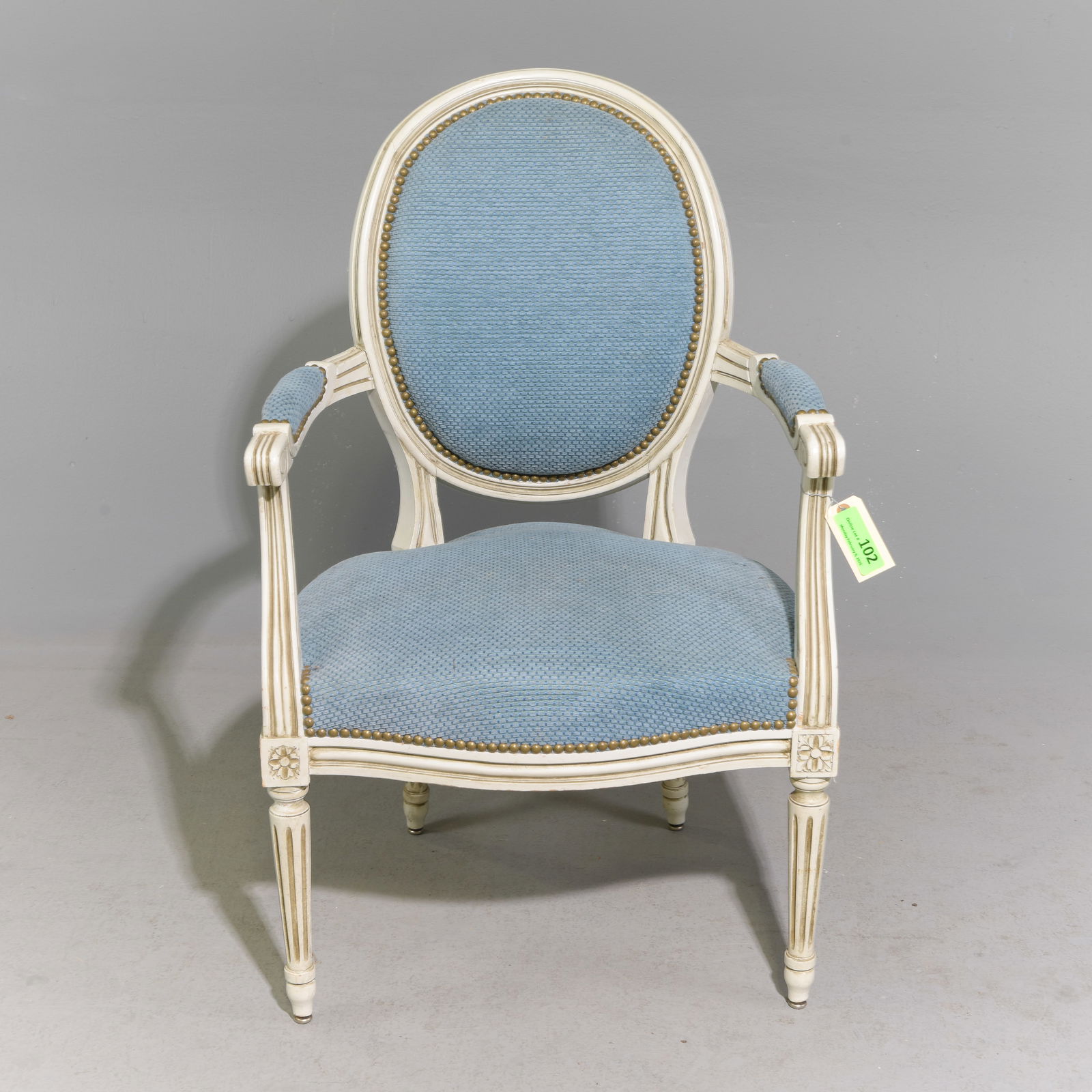 Louis XVI Style Painted Balloon Back Arm Chair (1 of 5)