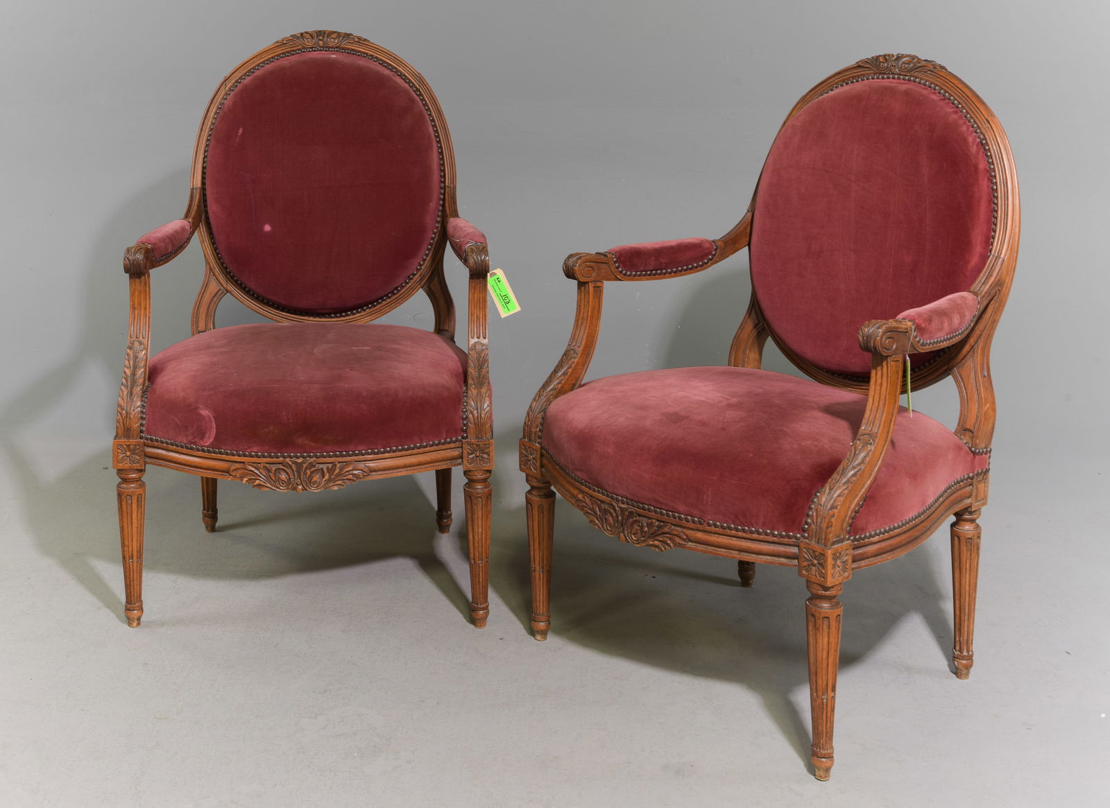 Louis XVI Style Pair of Upholstered Arm Chairs (1 of 5)