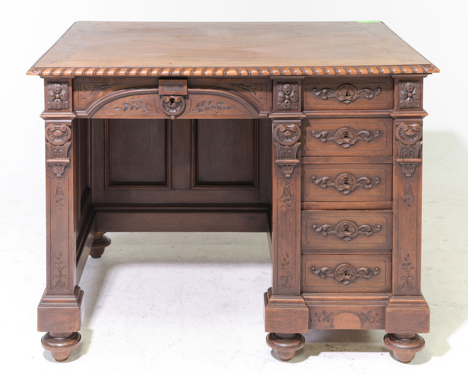 Henri II Style Carved Oak Small Desk (1 of 5)