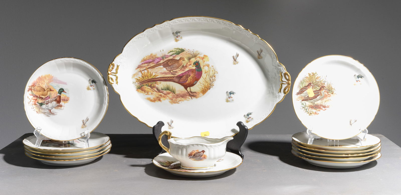 14pc French Pheasant / Hunt Plate Set (1 of 6)