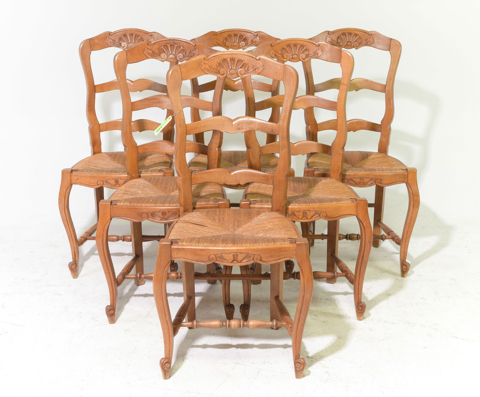 Louis XV Style Set of 6 Rush Seat Dining Chairs (1 of 4)