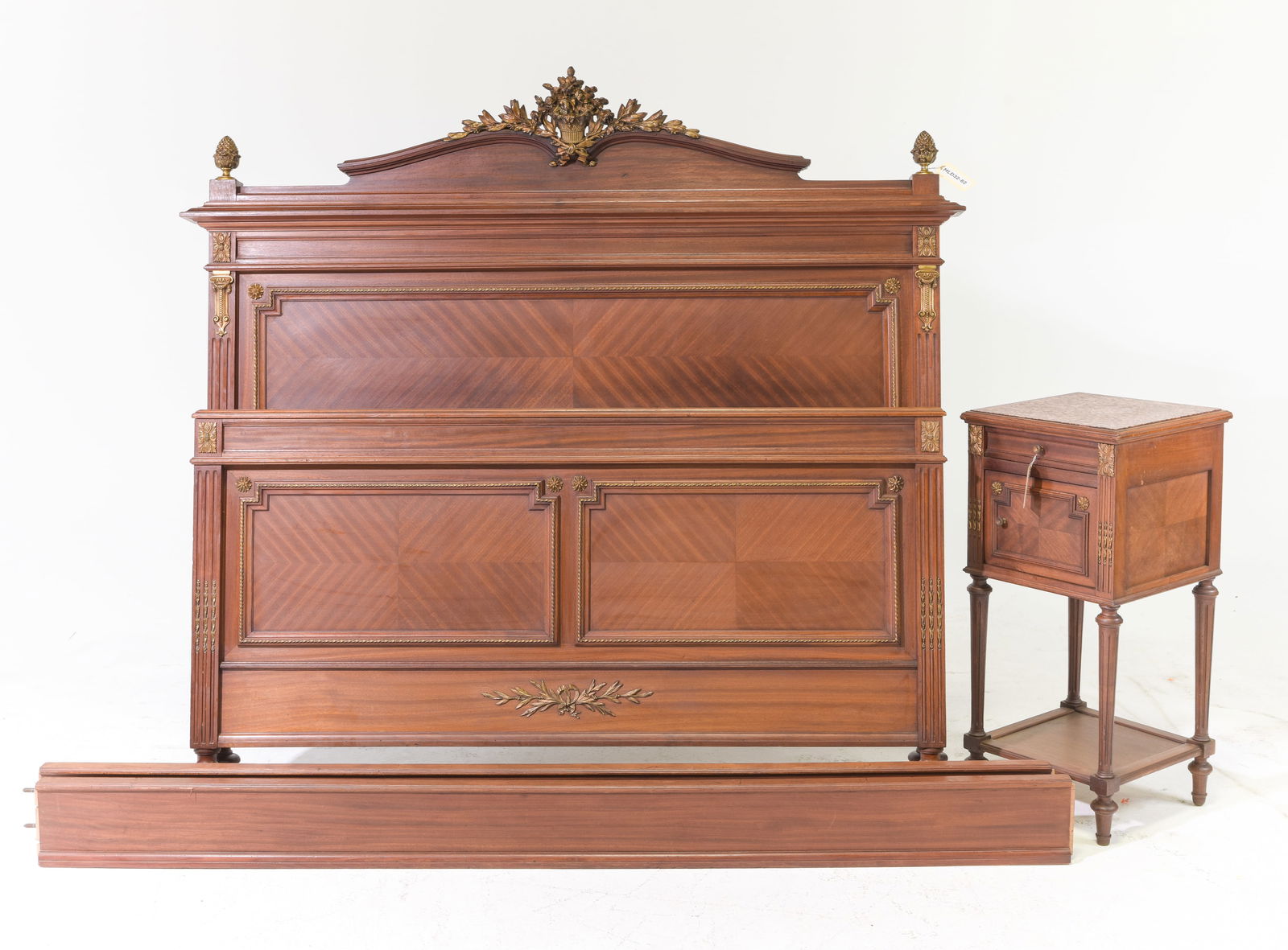Louis XVI Style Bed with Rails & Nightstand (1 of 6)