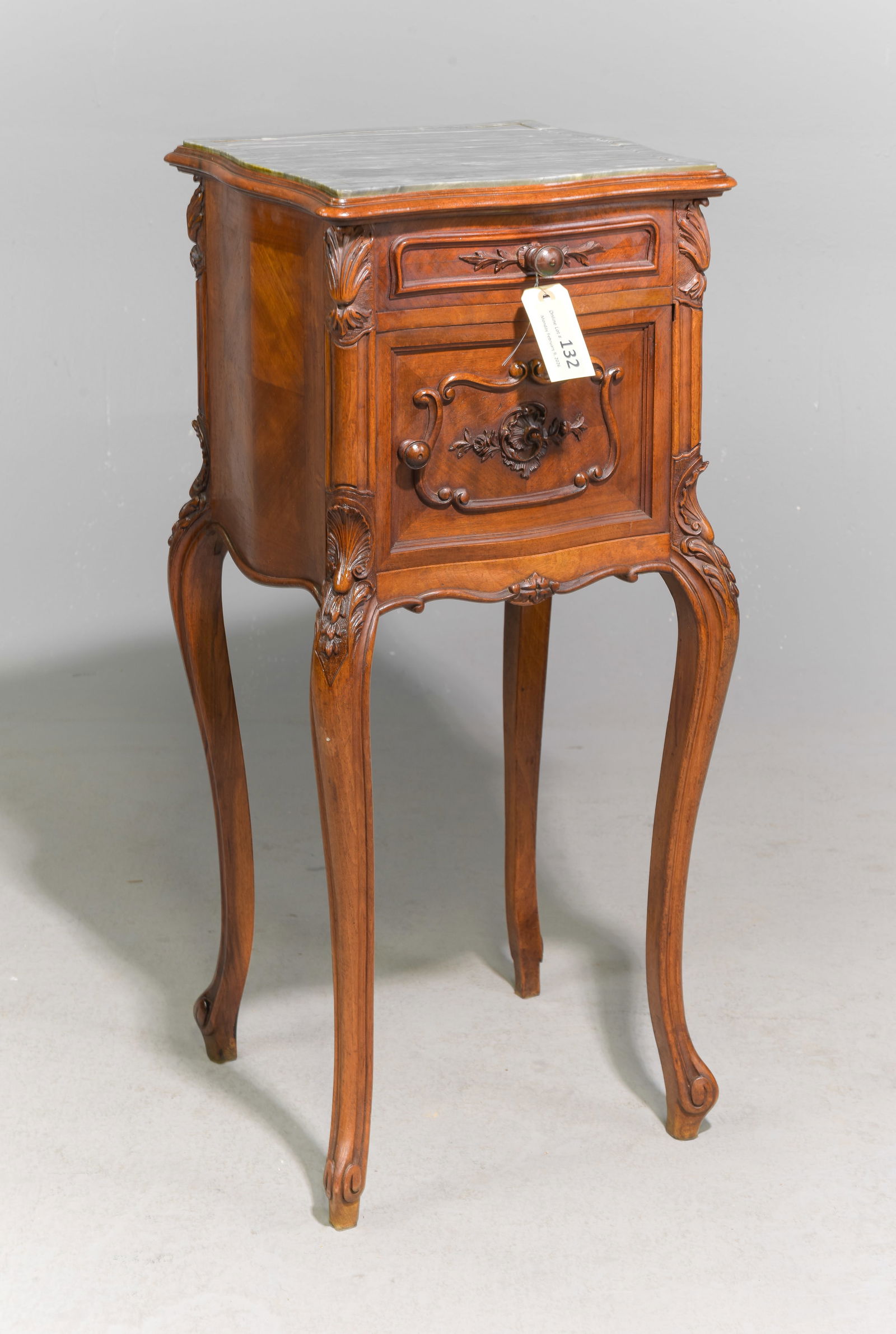 Louis XV Style Inset Marble Top Nightstand (1 of 3)