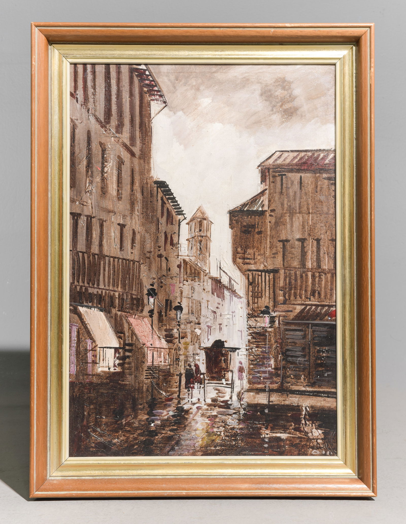 Framed Oil on Canvas European Street Scene (1 of 3)