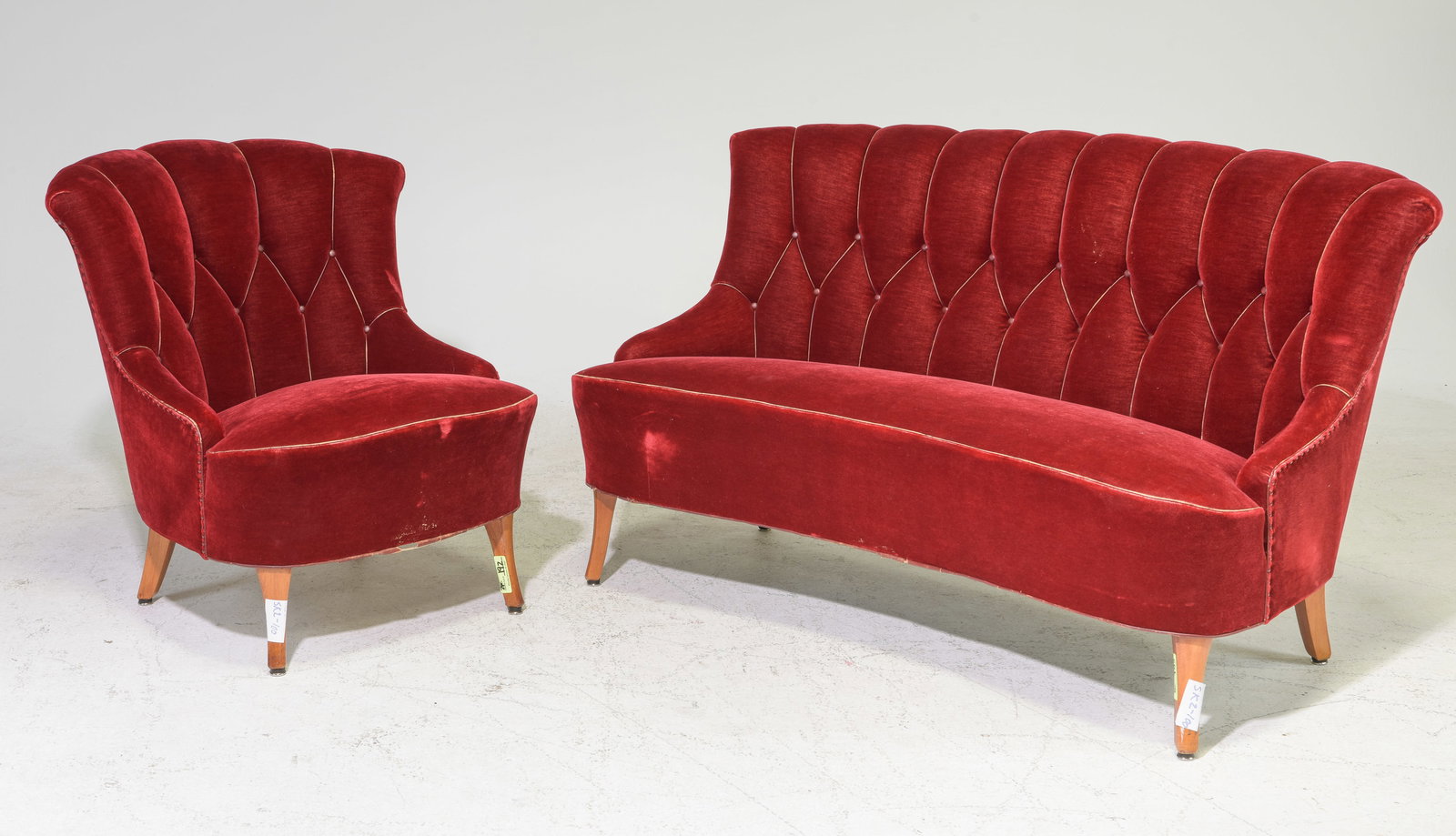 Swedish Art Deco Style Tufted Sofa Set - Sofa & Chair (1 of 4)