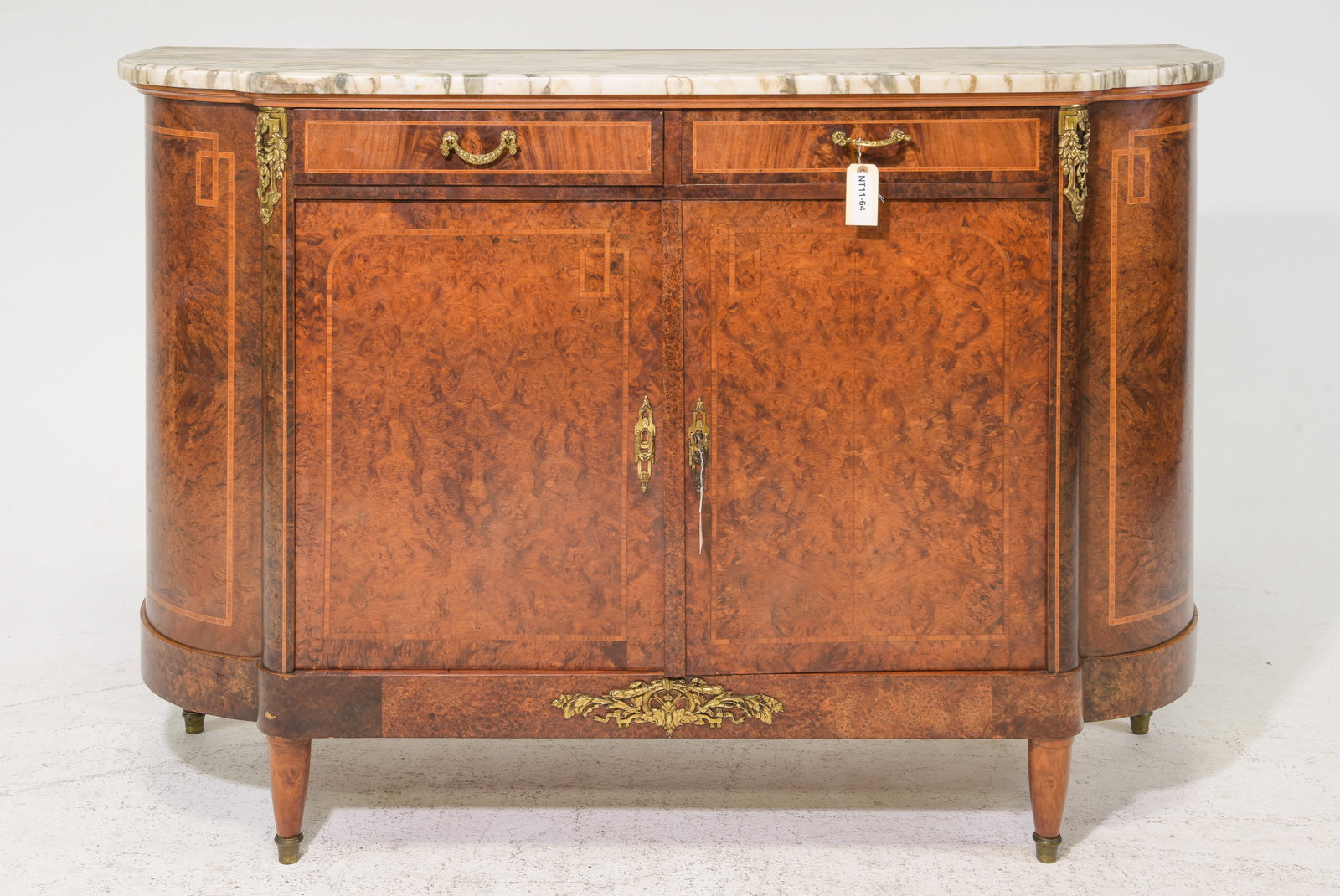 Louis XVI Style Curved Marble Top Sideboard (1 of 10)