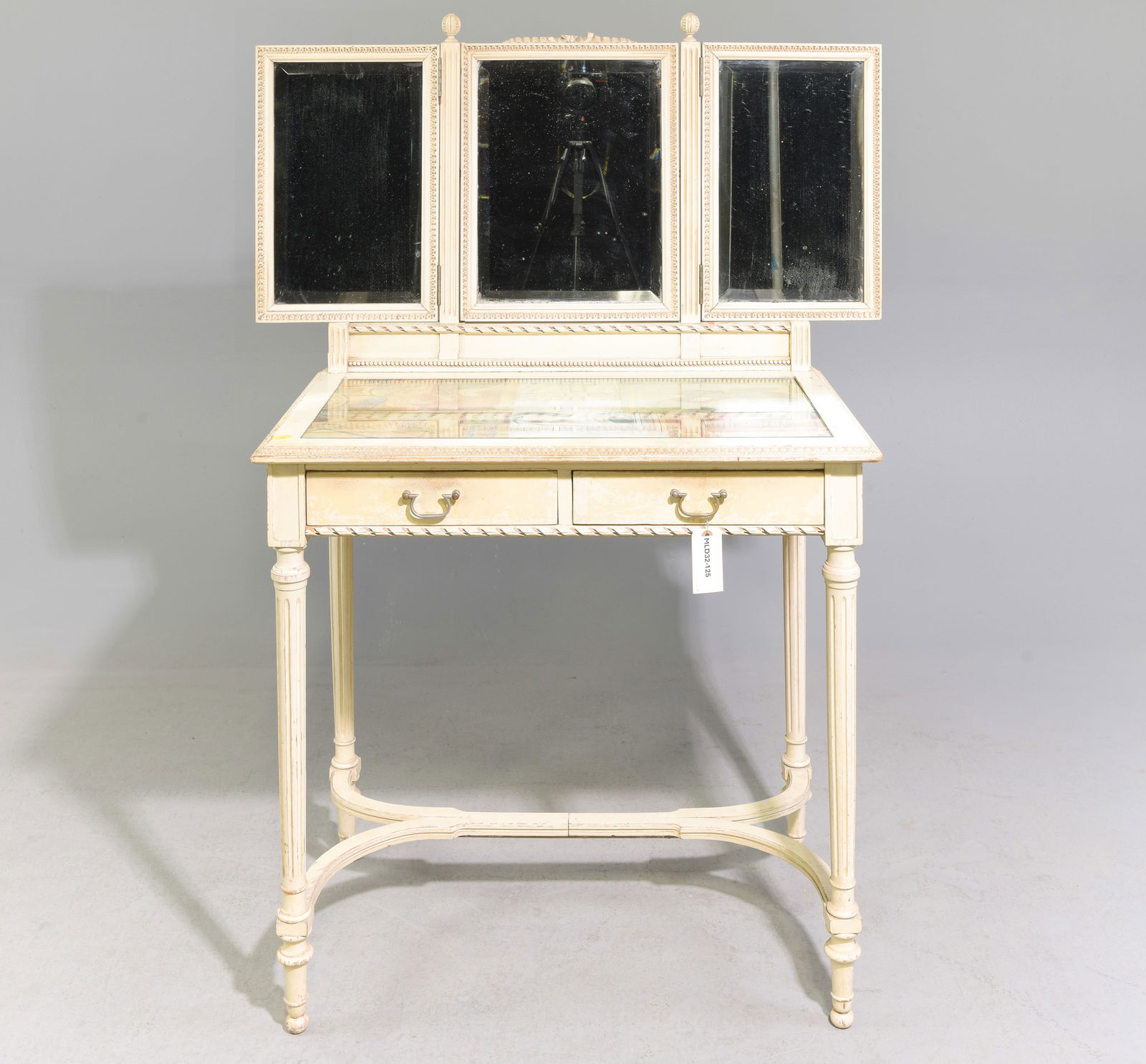 Louis XVI Style Painted Triple Mirror Dresser (1 of 5)