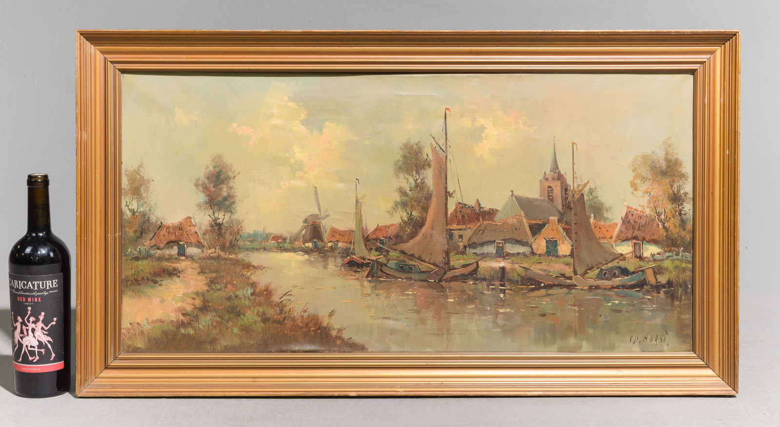 Framed Antique Oil on Canvas - Sail Boats (1 of 3)