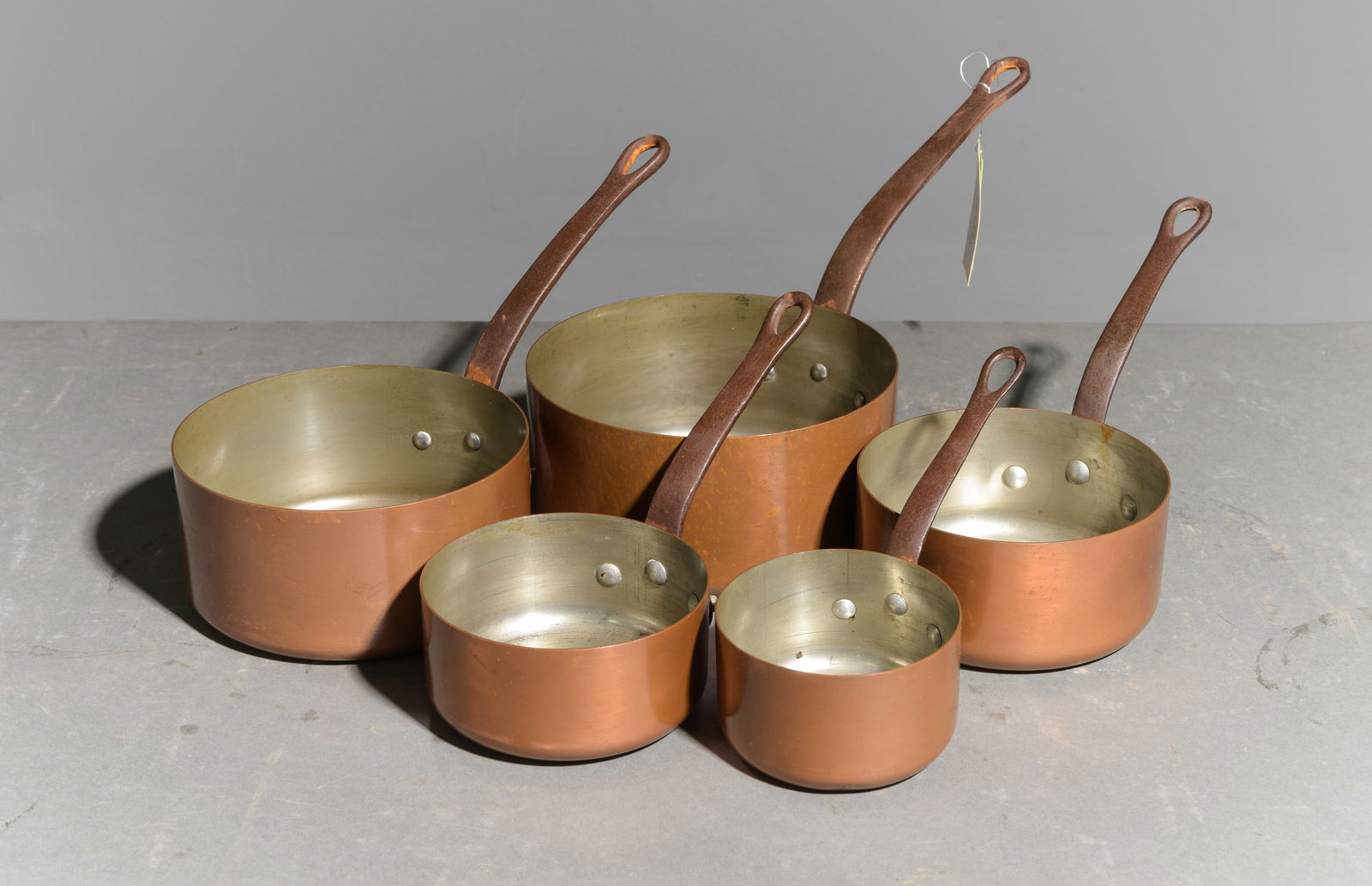 Set of 5 Graduated Copper Sauce Pans #2 (1 of 4)