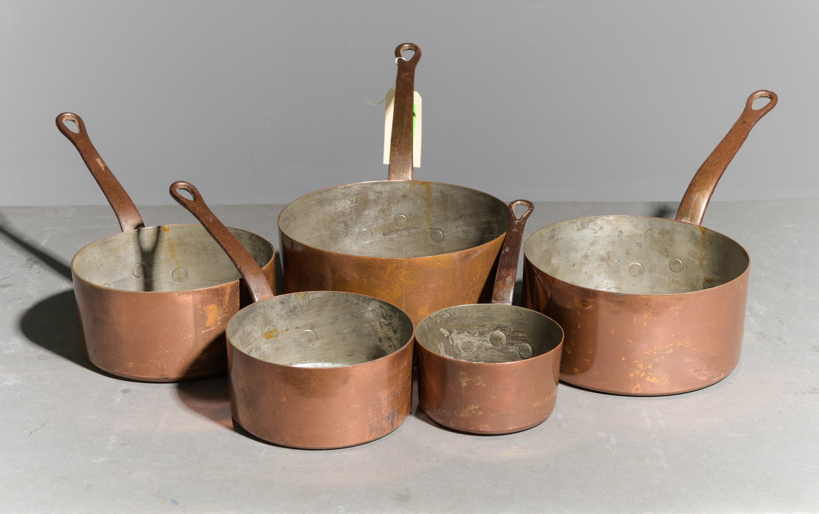 Set of 5 Graduated Copper Sauce Pans #3 (1 of 3)