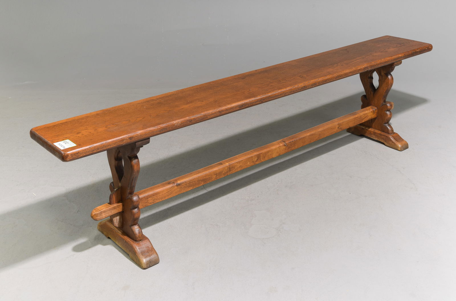 French Trestle Base Farmhouse Oak Bench (1 of 4)
