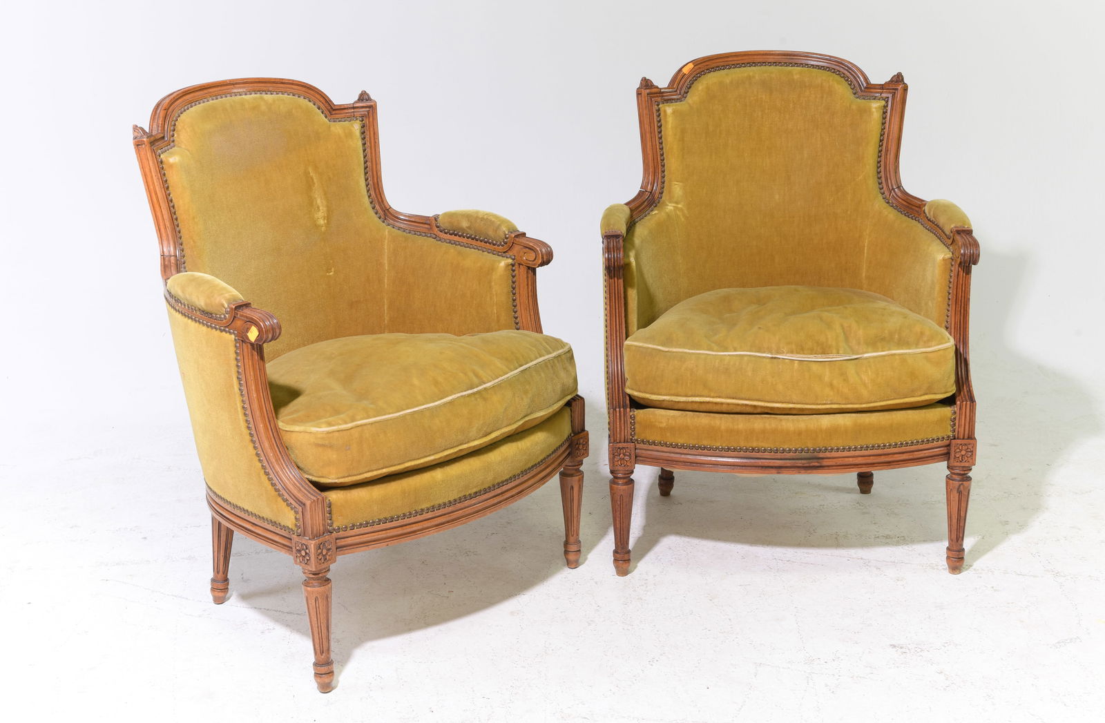 Louis XVI Style Pair of Upholstered Arm Chairs (1 of 4)