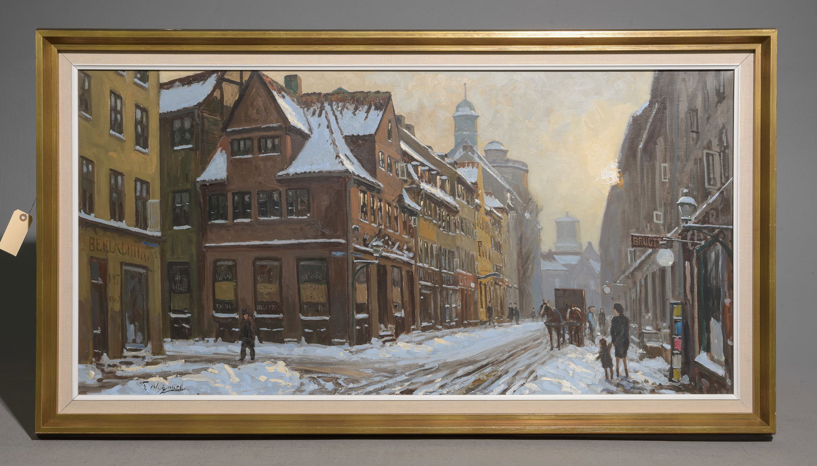 Maleren Th. Nygaard Winter Street Scene c.1901 (1 of 5)