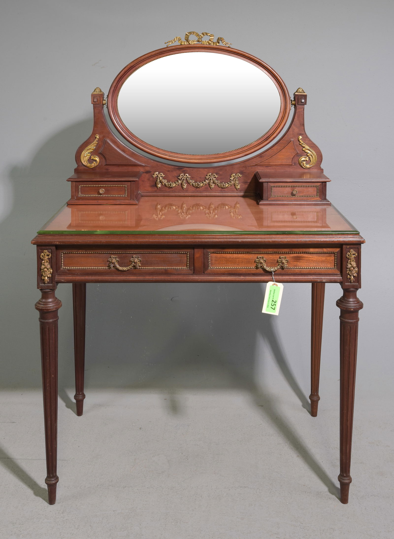 Louis XVI Style Glass Top Dressing Table (1 of 4)