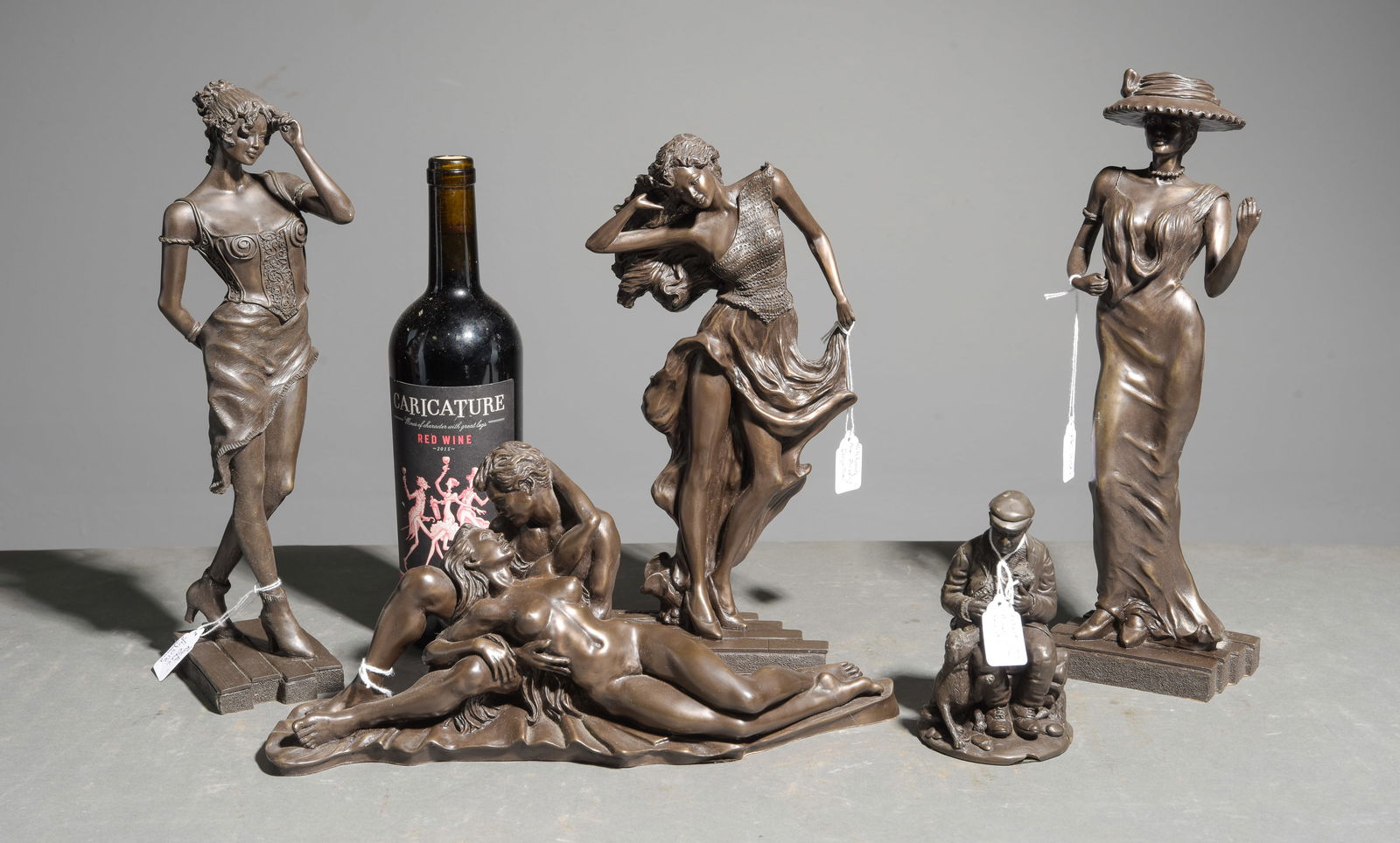 5 Assorted Figures - "The Look of Love": 5 Assorted Figures - one is titled "The Look of Love" by R. Cameron and Two others are signed P. Holland titled "Catching The Breeze" & "In Her Dreams" - Tallest is 14 in tall x 4.5 x 3