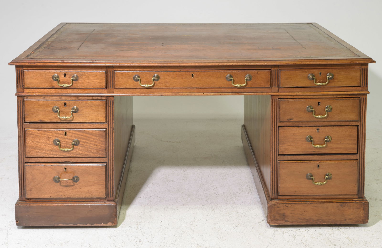 Edwardian Style Mahogany Leather Top Desk (1 of 6)
