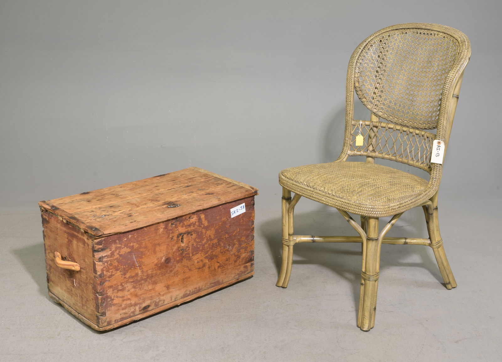 Painted Wicker Side Chair & Swedish Trunk (1 of 5)