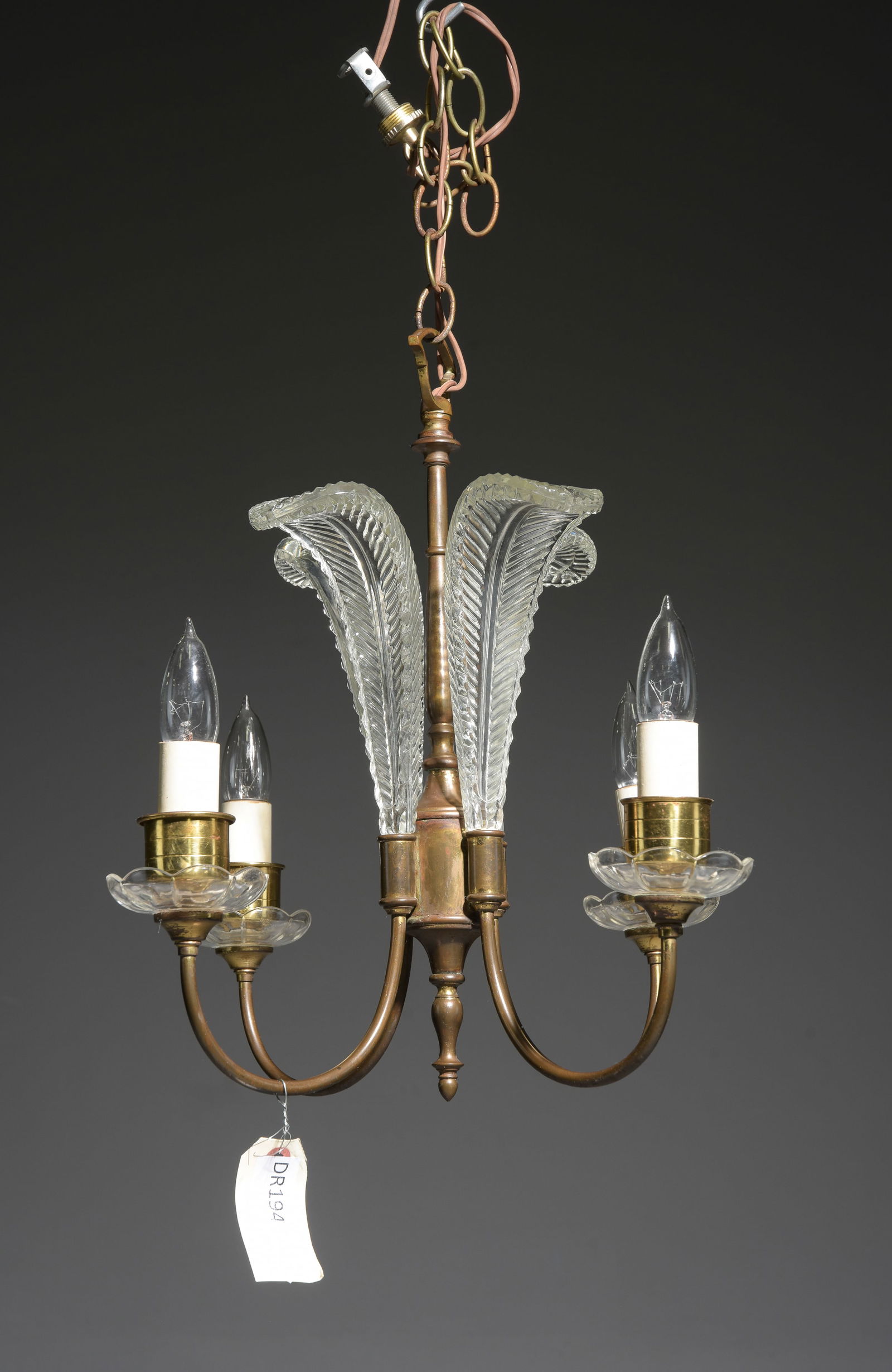 Art Deco Murano Glass 4 Light Chandelier (1 of 3)