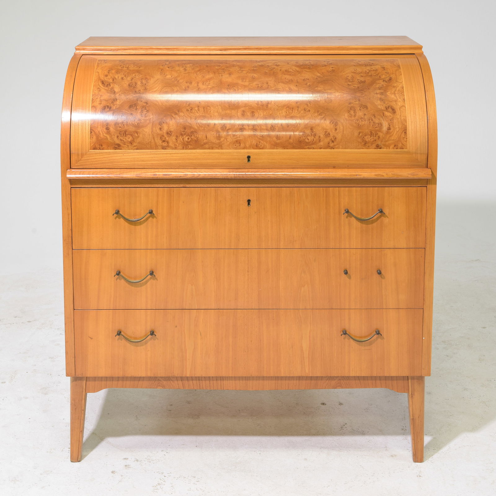 Scandinavian Burled Cylinder Roll Top Desk (1 of 6)
