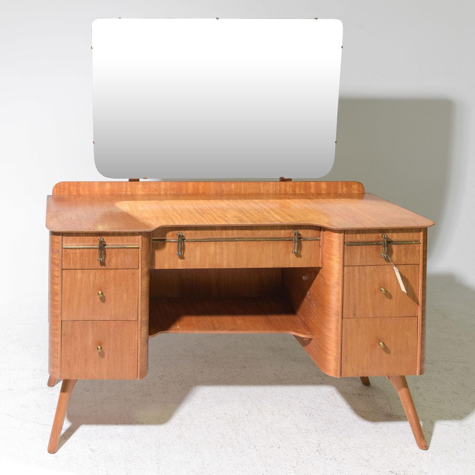 Mid-Century Modern Teak Dressing Table: Danish Modern Style Teak Dressing Table - 57 in tall x 51.5 x 20 - kneehole is 23 in tall x 23 in