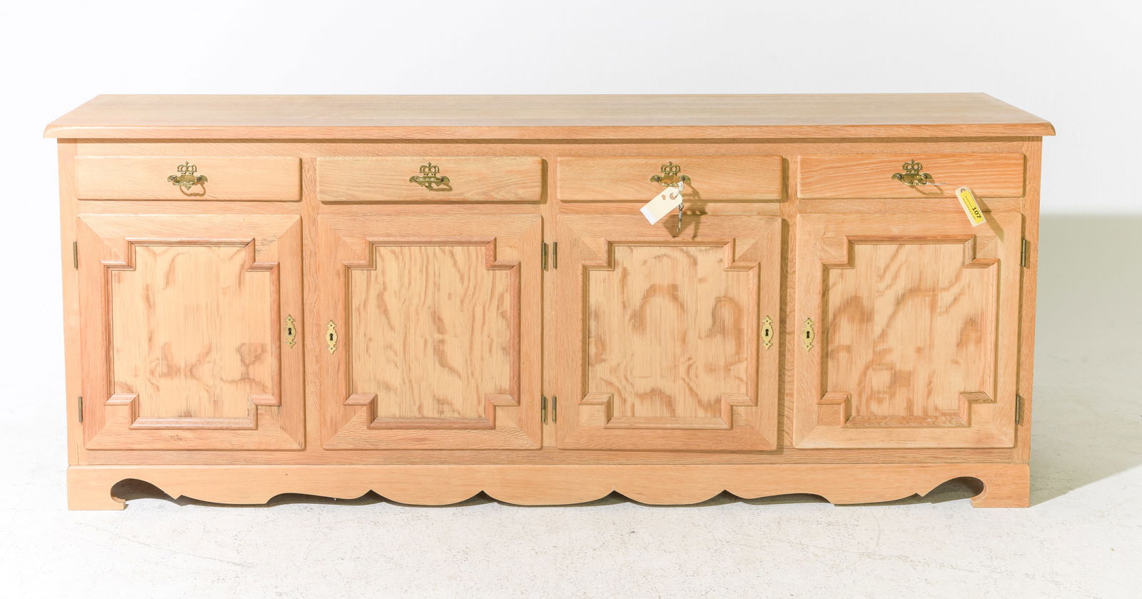 Danish Oak 4 Door low Sideboard (1 of 5)