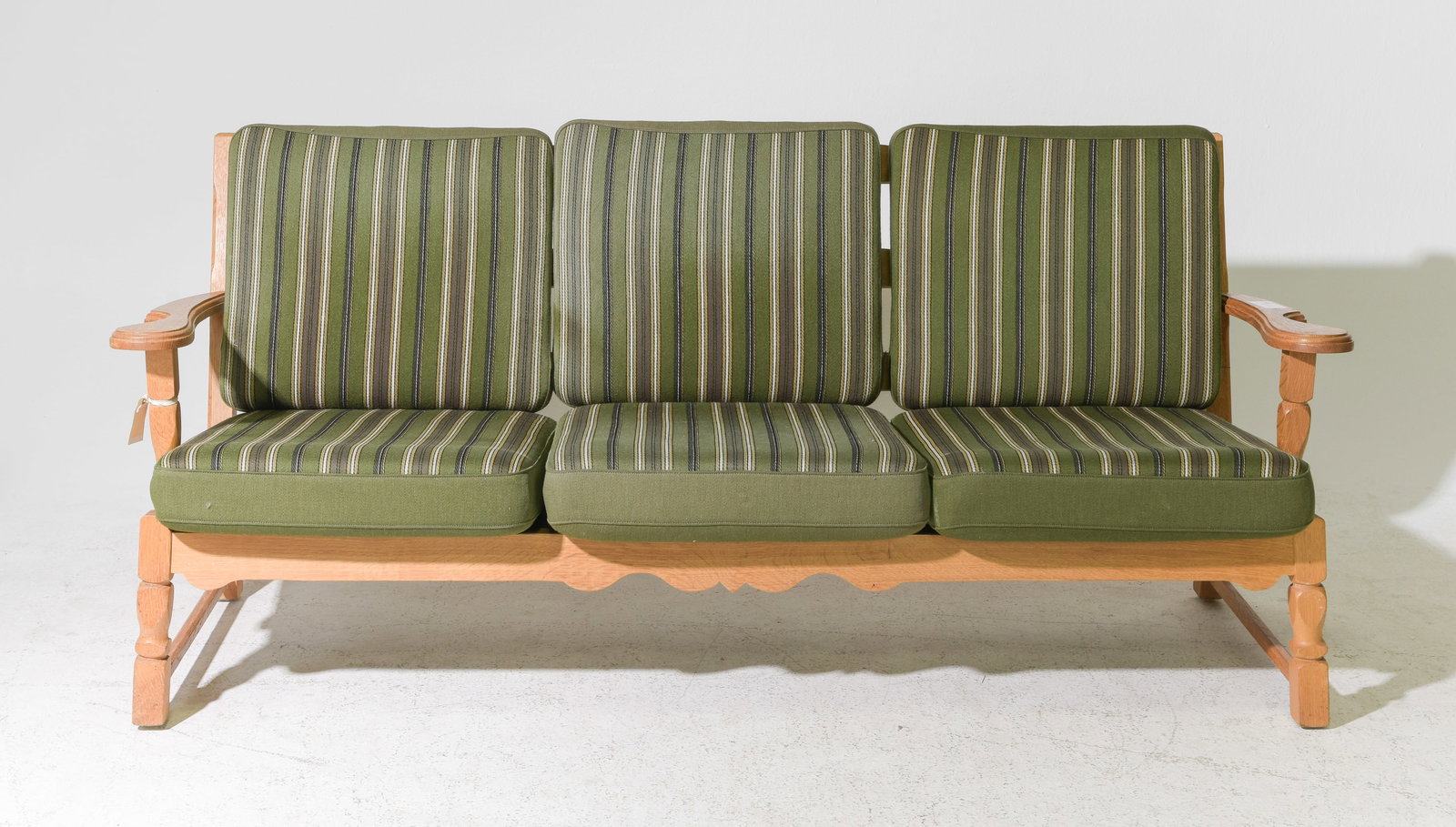 Danish Mid-Century Solid Oak Three-Seat Sofa #3 (1 of 5)