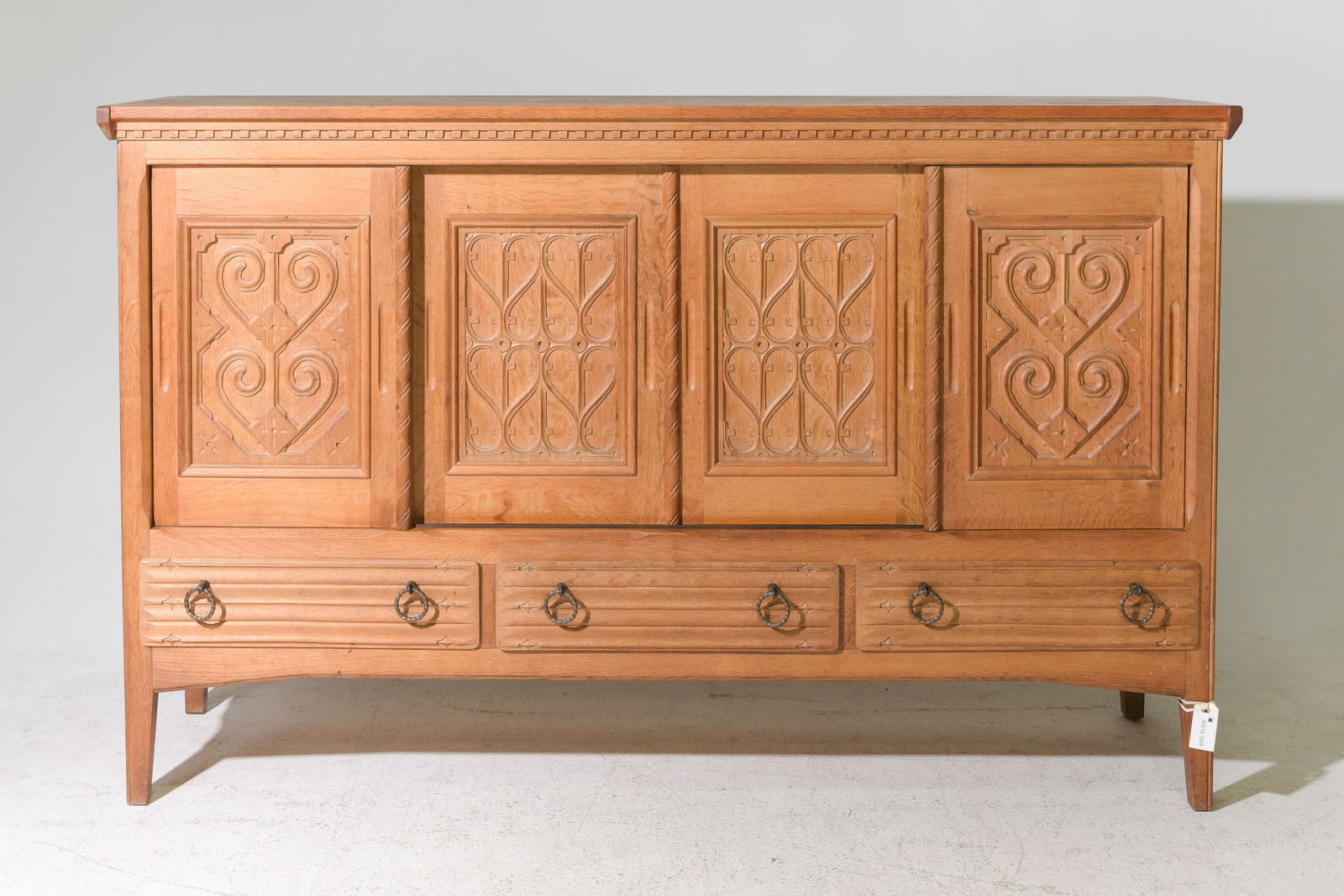 Tall Danish Oak Buffet with Sliding Doors (1 of 8)