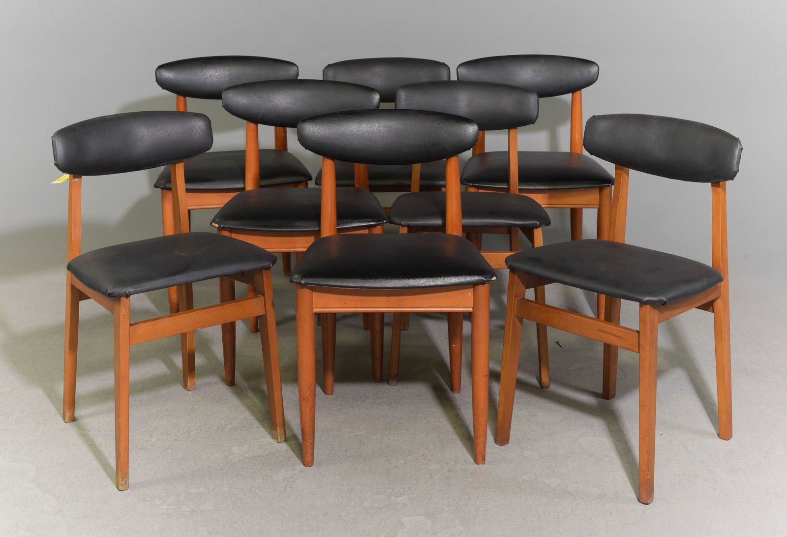 Mid Century Modern Set of 8 Black Vinyl Dining Chairs (1 of 5)