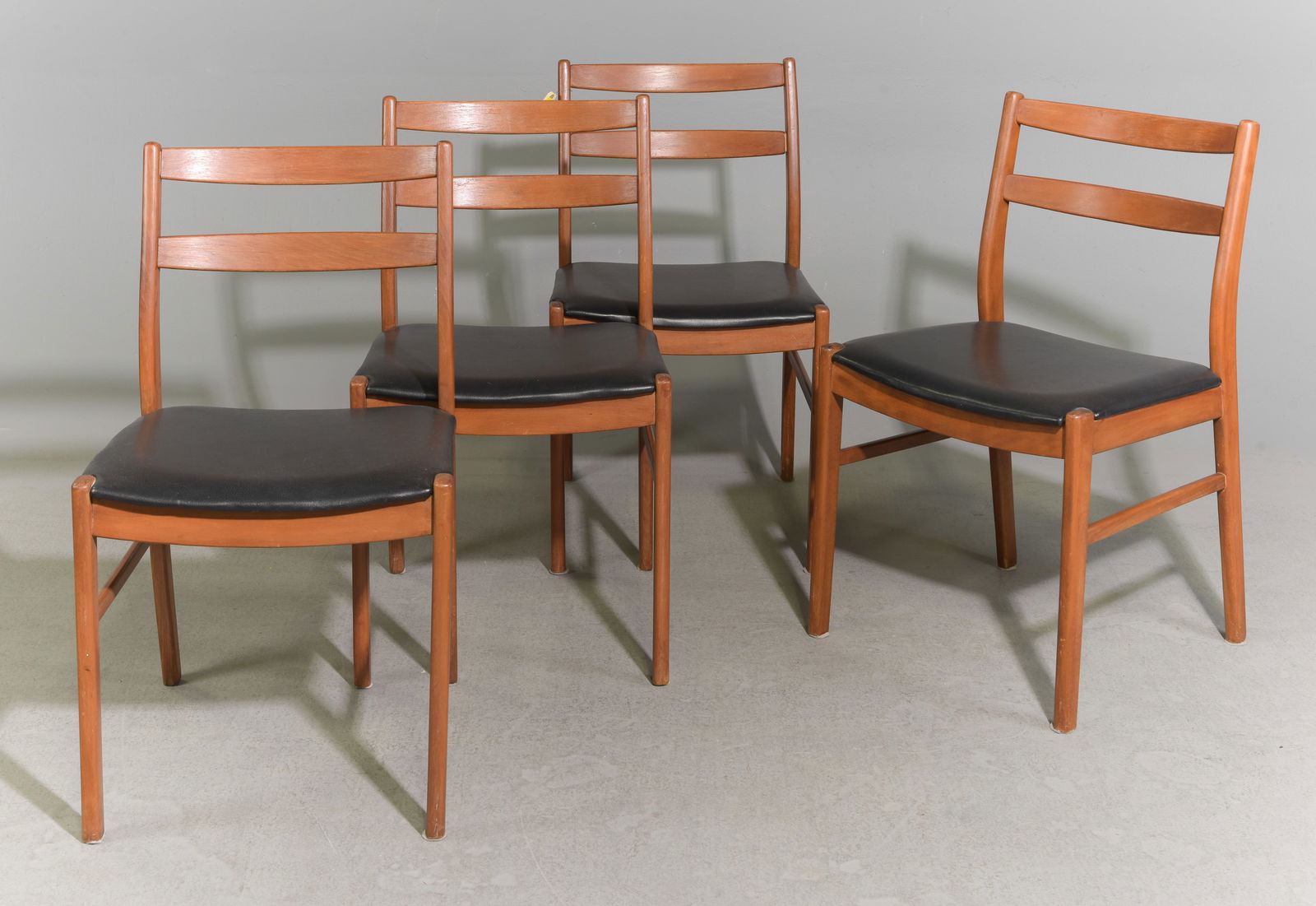 Mid Century Modern Set of 4 Black Vinyl Dining Chairs (1 of 4)