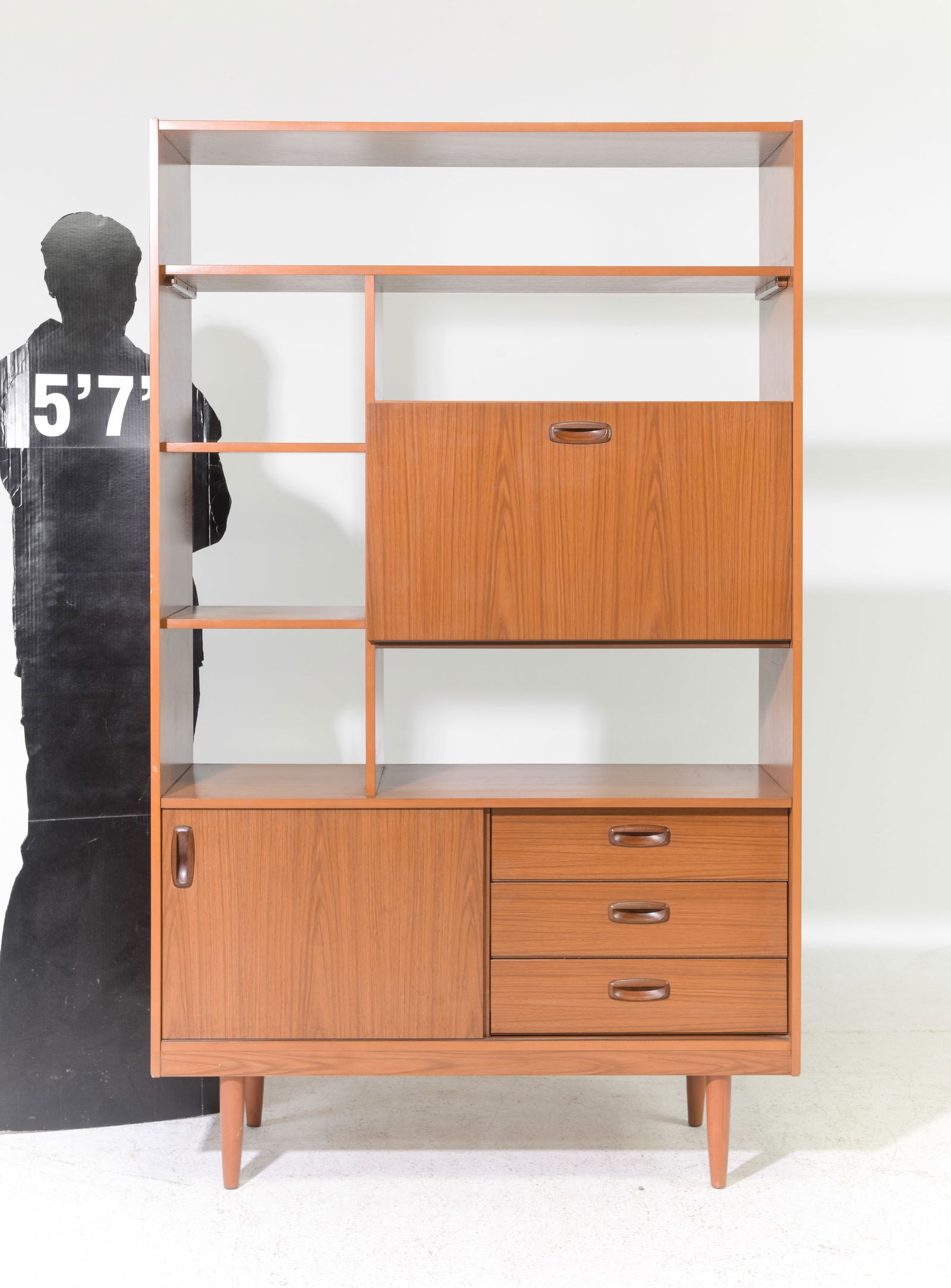 Mid Century Modern Room Divider - Schreiber: Danish Modern Style Room Divider / Bookshelf by Schreiber - 69.5 in tall x 42.25 x 14.25