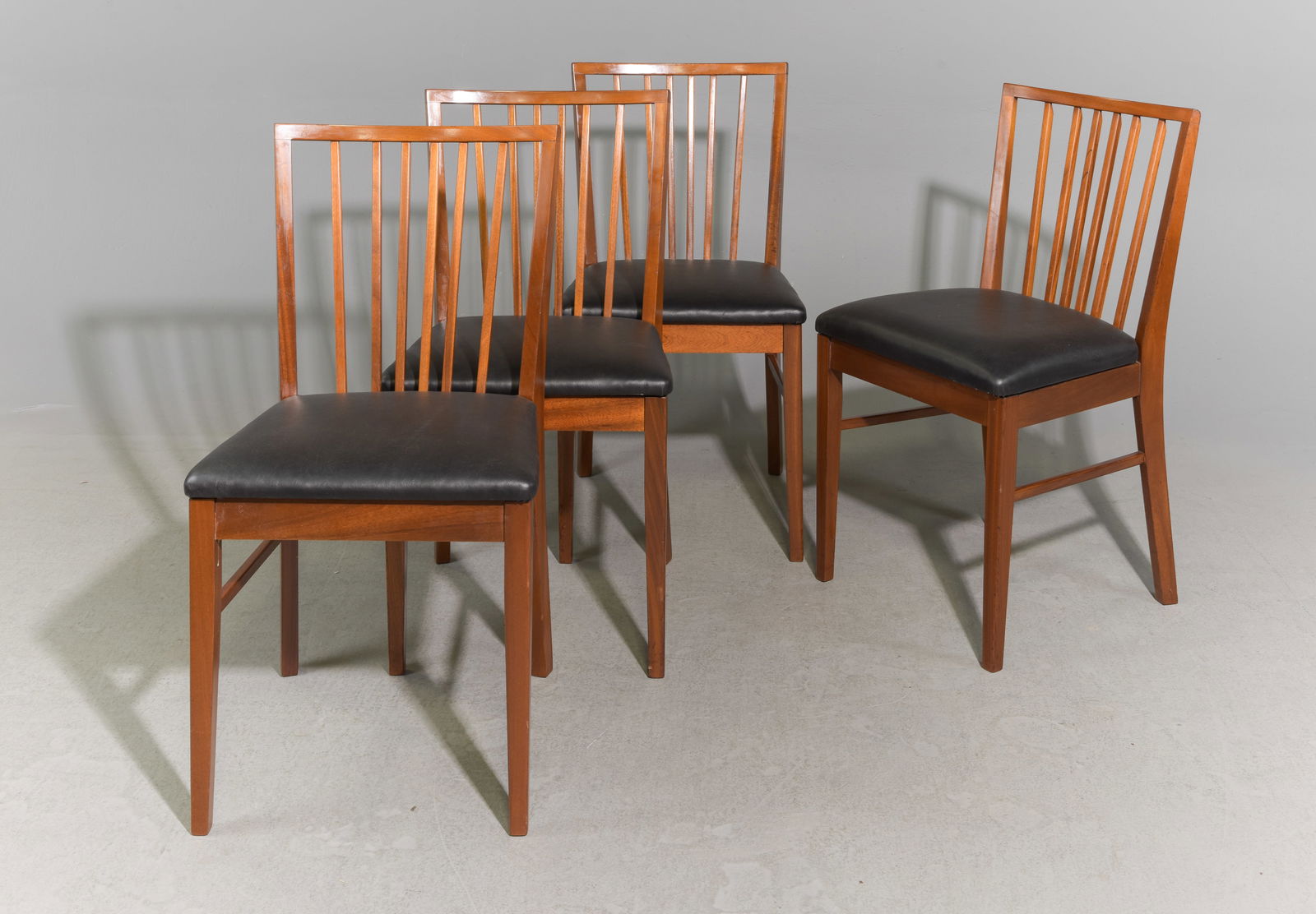Mid Century Modern Set of 4 Black Vinyl Dining Chairs (1 of 5)