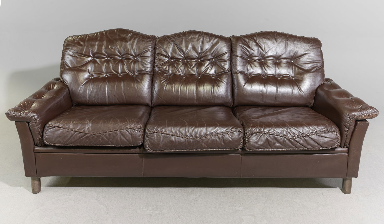 Danish Modern Dark Brown Leather 3 Seater Sofa (1 of 6)