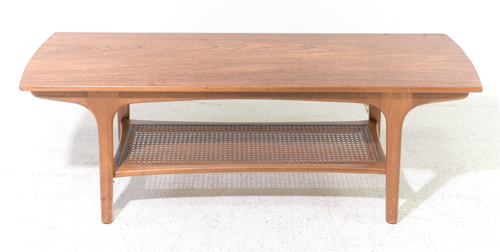 Mid Century Modern Coffee Table with Caned Shelf (1 of 3)