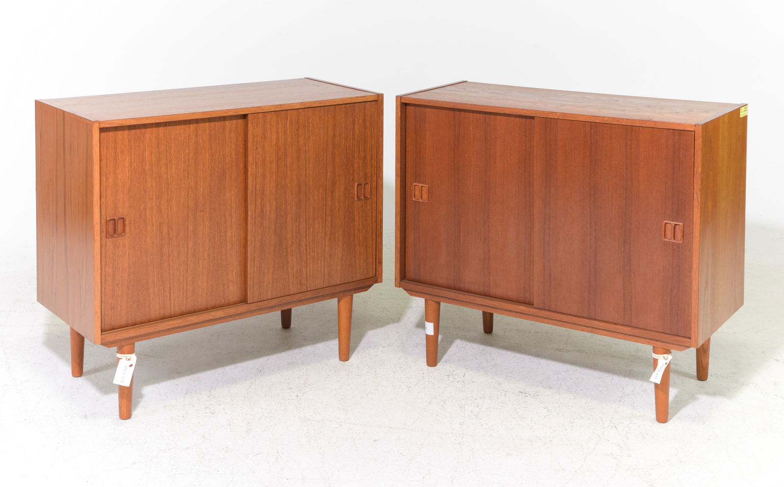 2 Danish Modern Sliding Door Record Cabinets: 2 Danish Modern Sliding Door Record Cabinets - 30.5 in tall x 34.5 x 16 each