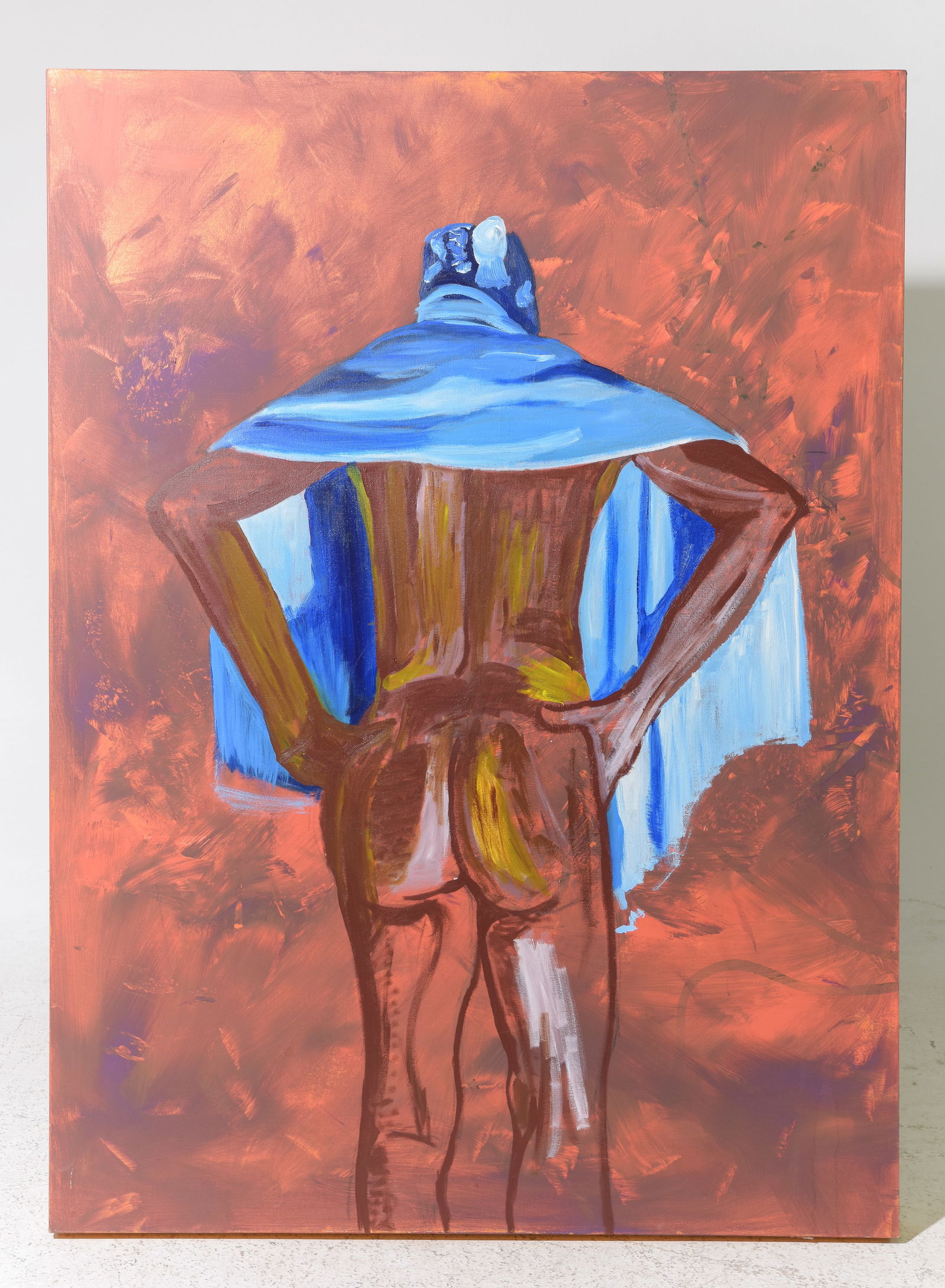 Large Unframed Nude Acrylic / Oil on Canvas - "Sauna": Large Unframed Nude Acrylic / Oil on Canvas - "Sauna" - 59 in tall x 43.5 x 3.25