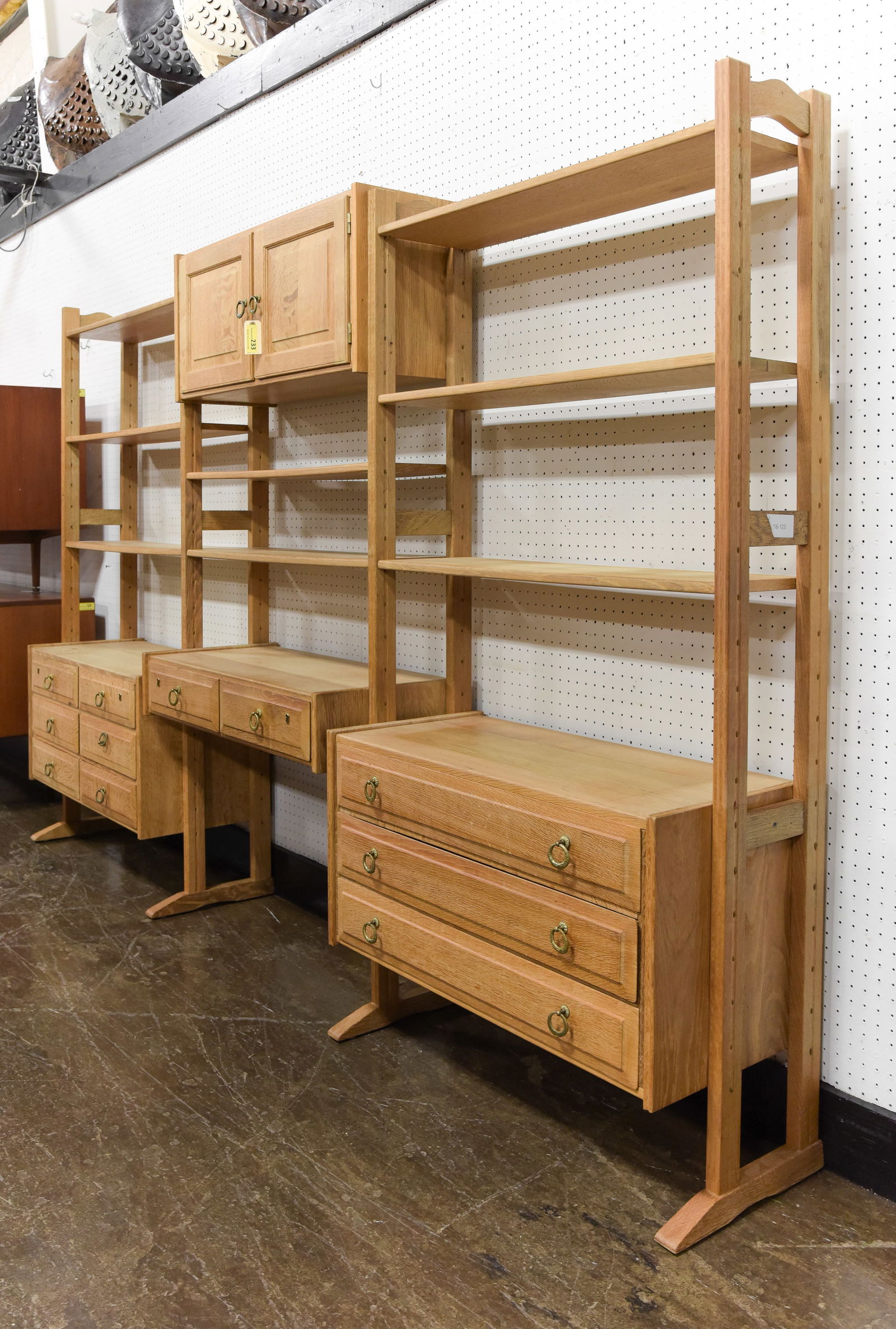 Danish Oak 3 Bay Wall Unit / Bookshelf (1 of 5)