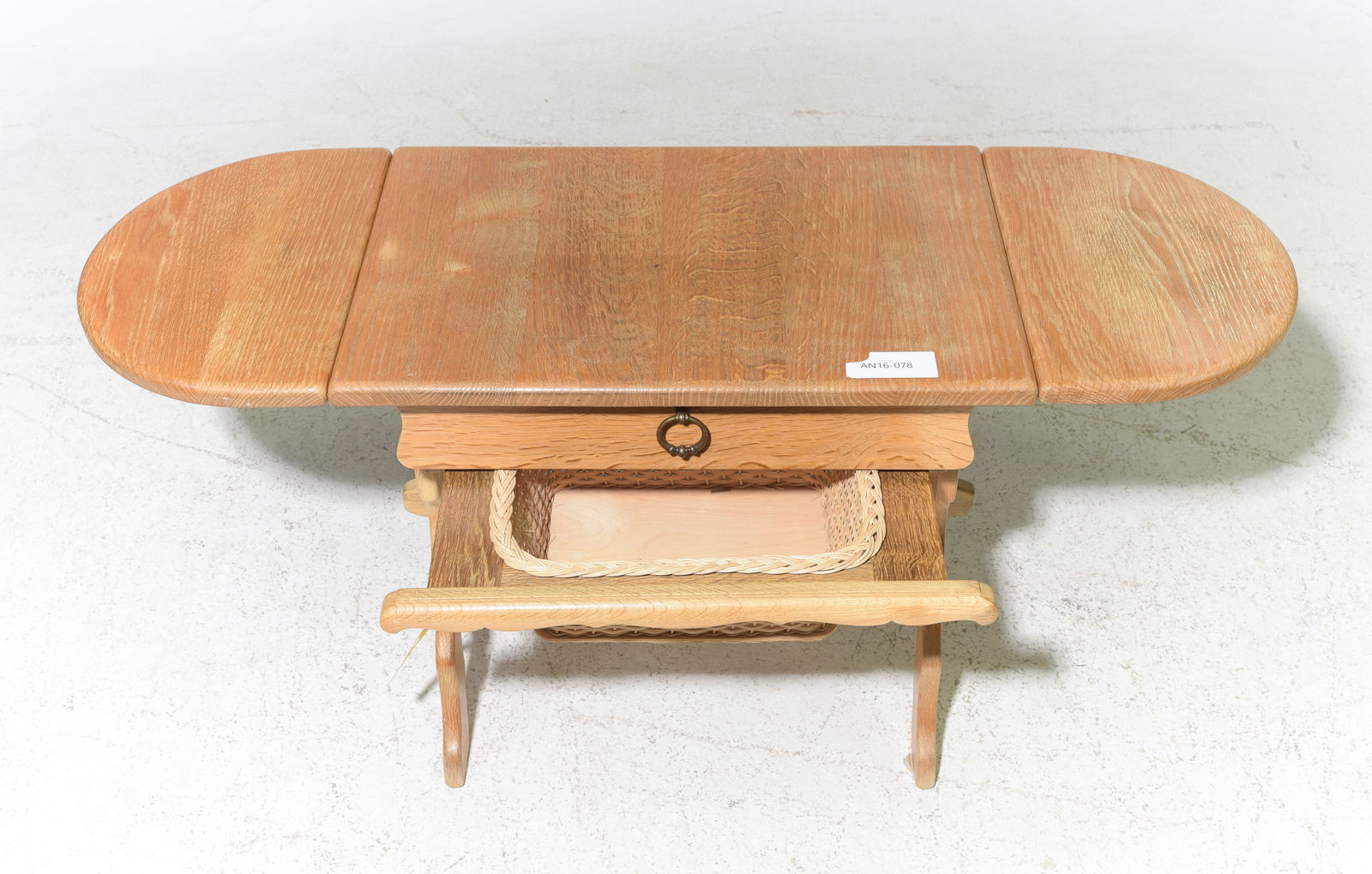 Danish Oak Drop Leaf Sewing Table - 2