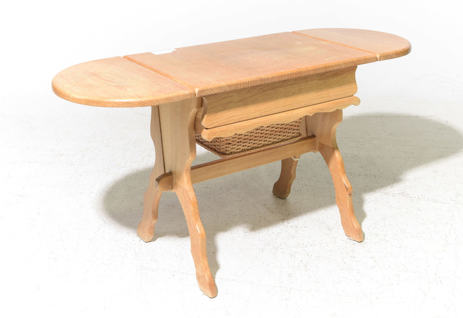Danish Oak Drop Leaf Sewing Table - 3