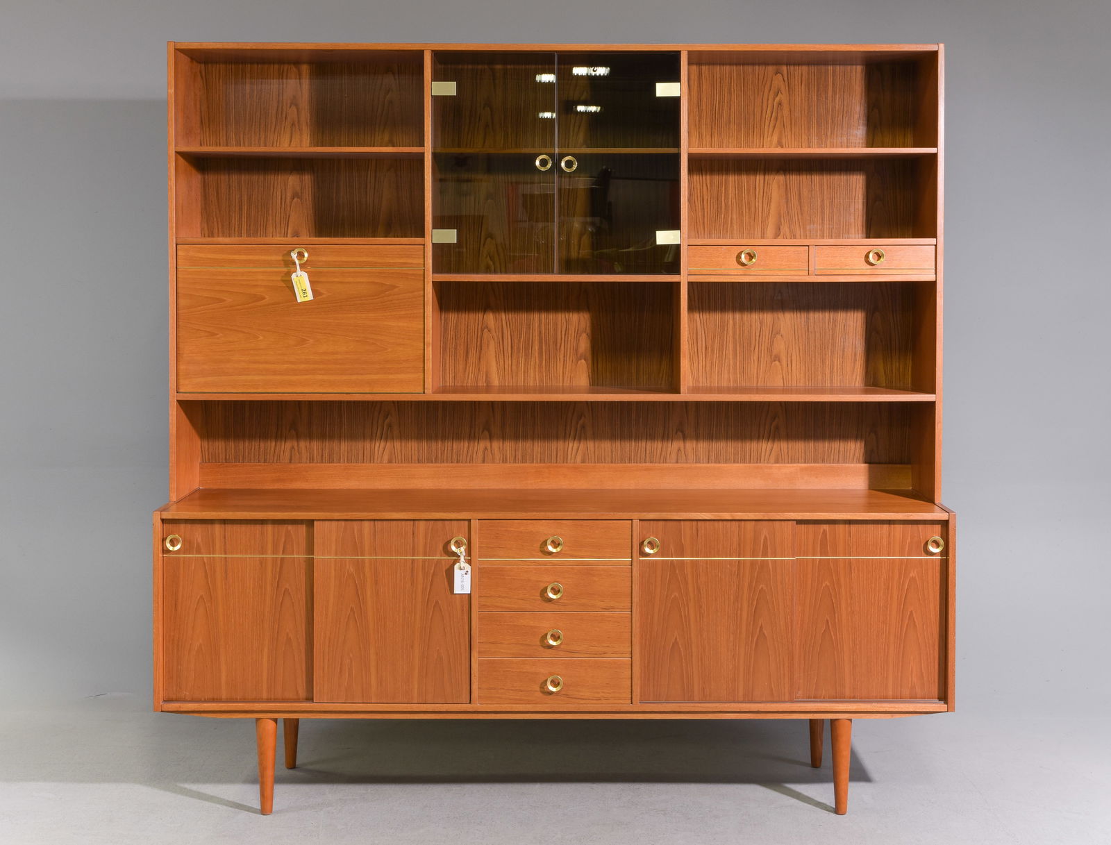 Danish Mid Century Modern Wall Unit / Bookcase: Danish Mid Century Modern Wall Unit / Bookcase - 76.75 in tall x 78.25 x 17.5